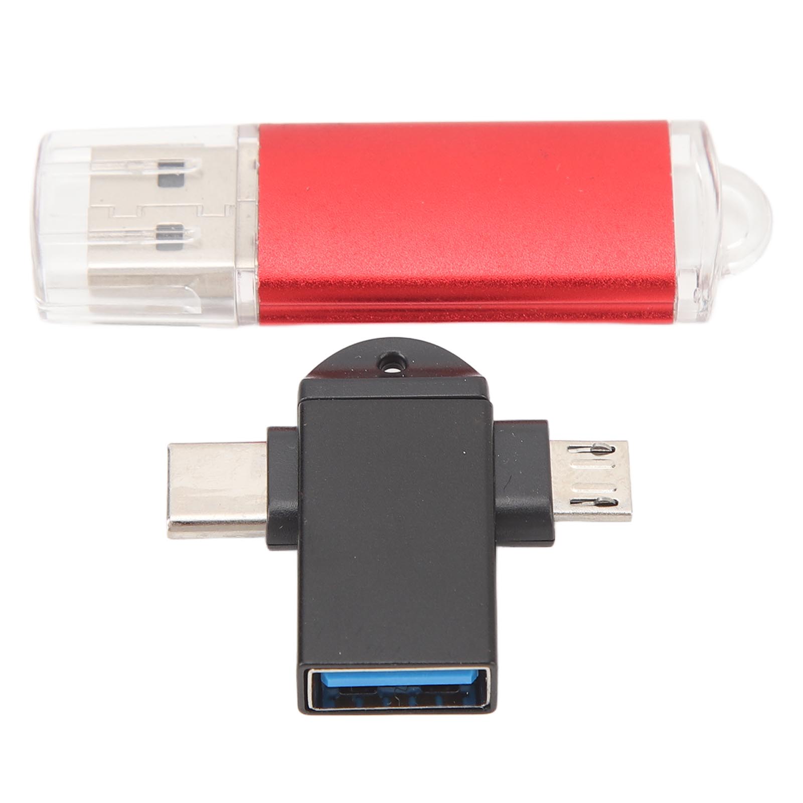 Kompakter Und Tragbarer Usb-stick Mit Usb-auf-typ-c- Und Micro-usb-adaptern, Kompatibel Mit Windows 98 Und Os X 9, Rot, 128 Gb