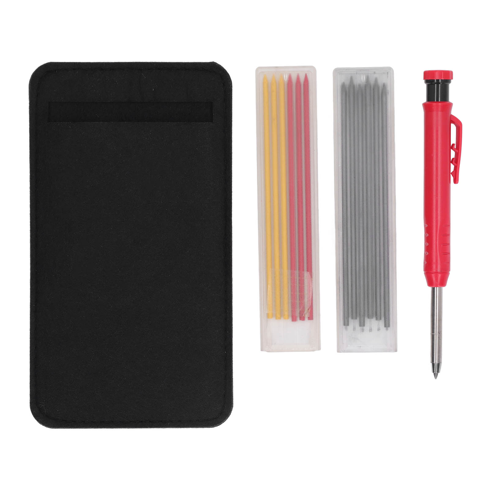 Mechanisches Zimmermannsbleistift-set Mit Eingebautem Anspitzer Und 2,8 Mm Minen, Rot.