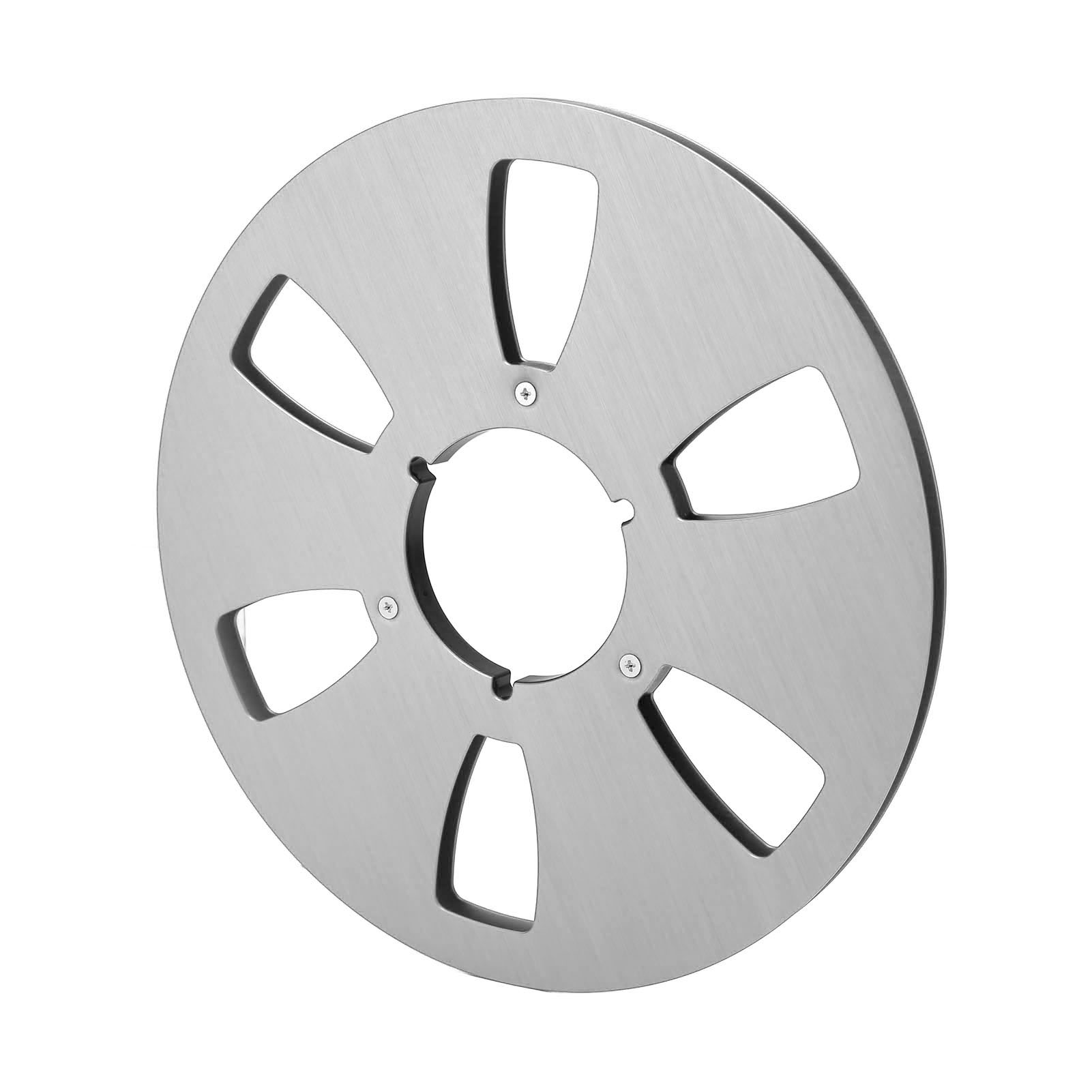 Leere 1/4" (10,5 Zoll) Aufwickelspule, 6 Löcher, Aluminiumlegierung, Universalöffnung, Maschinenteil, Tonband-aufwickelspule, Silber
