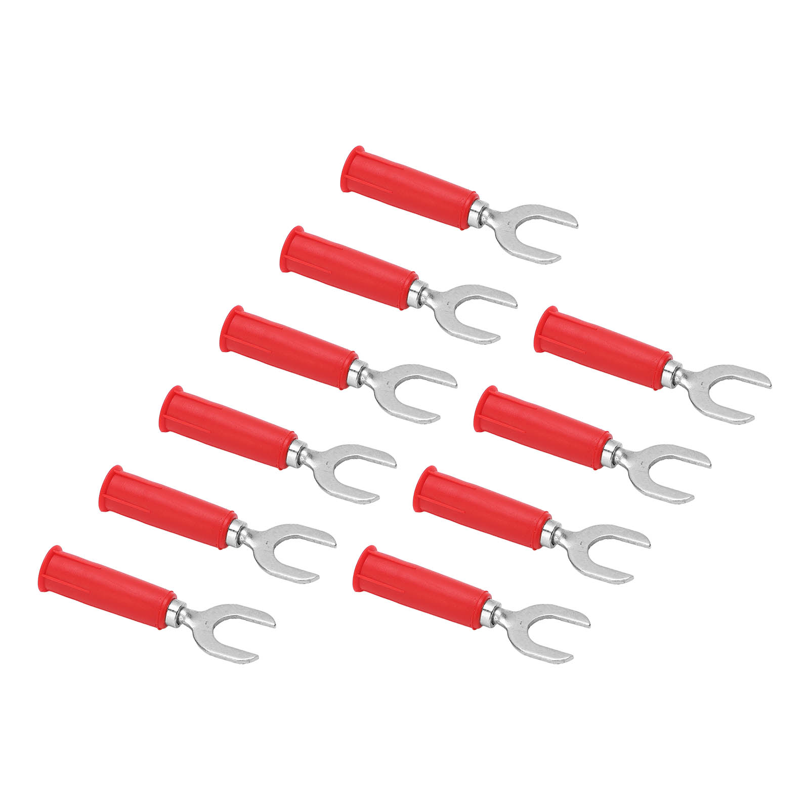 Packung Mit 10 Bananensteckern, Messing, Pvc-optik, 4 Mm (0,2 Zoll) Loch, 8 Mm (0,3 Zoll) U-förmiger Stecker, Rot.