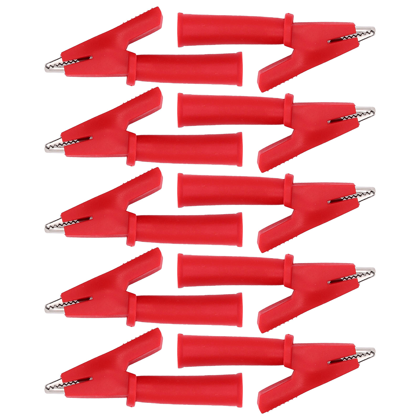 Packung Mit 10 Pvc-isolierten Krokodilklemmen Aus Messing Für Multimeter, Kompatibel Mit 4 Mm Bananensteckern (rot).