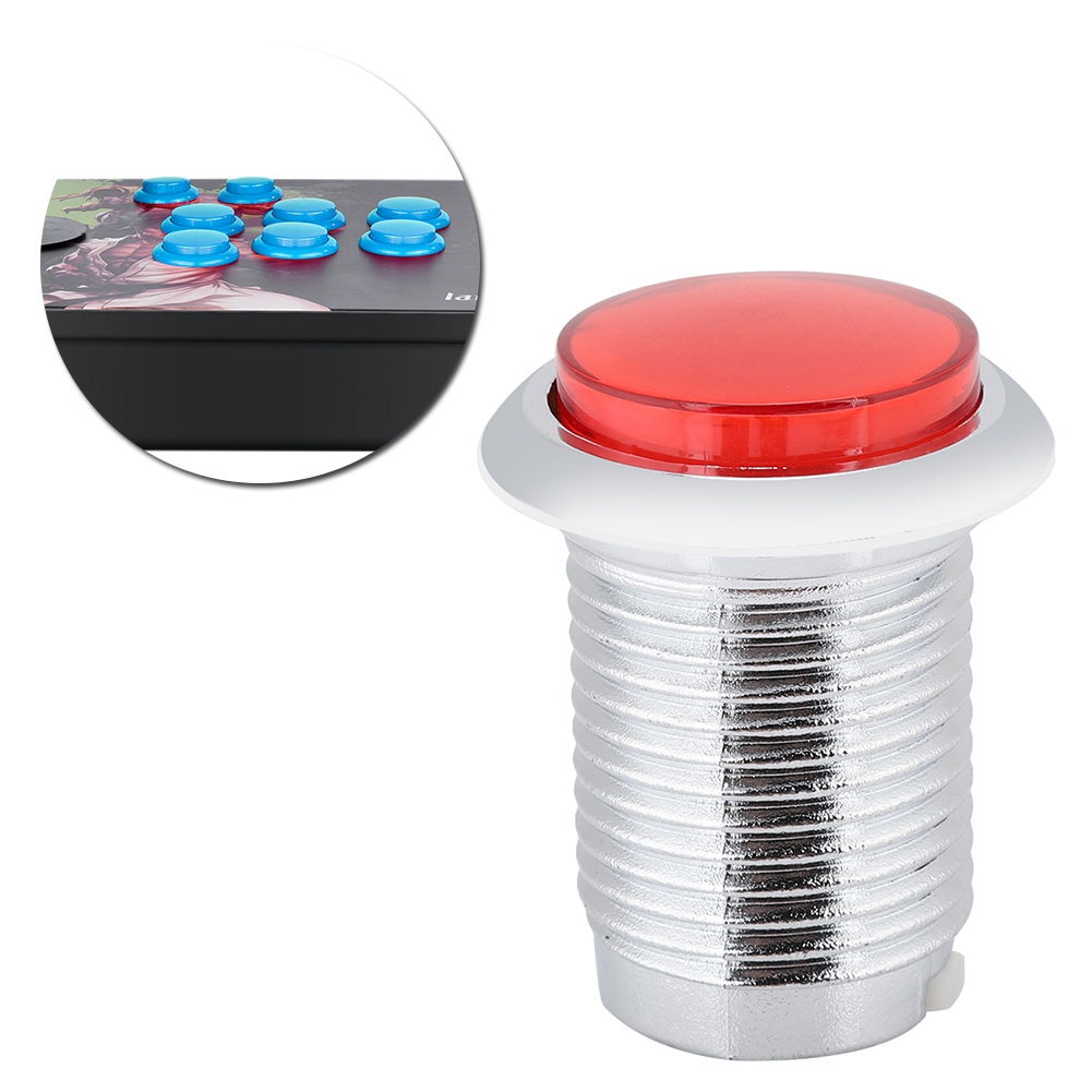32 Mm Runder, Verchromter Ersatzknopf Für Spielautomaten Mit Beleuchtung (rot)