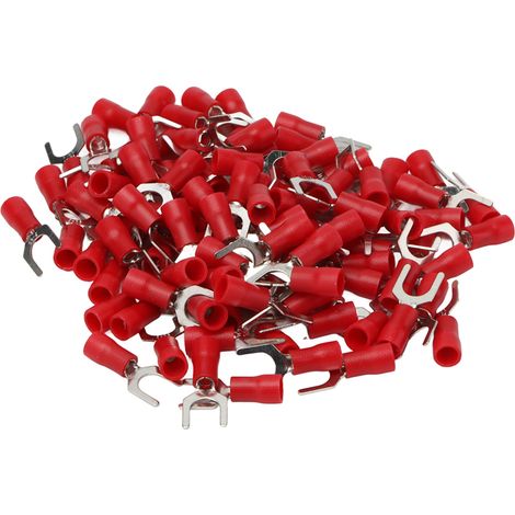 Packung Mit 100 Isolierten Gabelkabelschuhen Aus Kupfer Und Pvc, U-förmigen Kabelverbindern, Elektrischen Crimp-anschlüssen 16-14 Awg