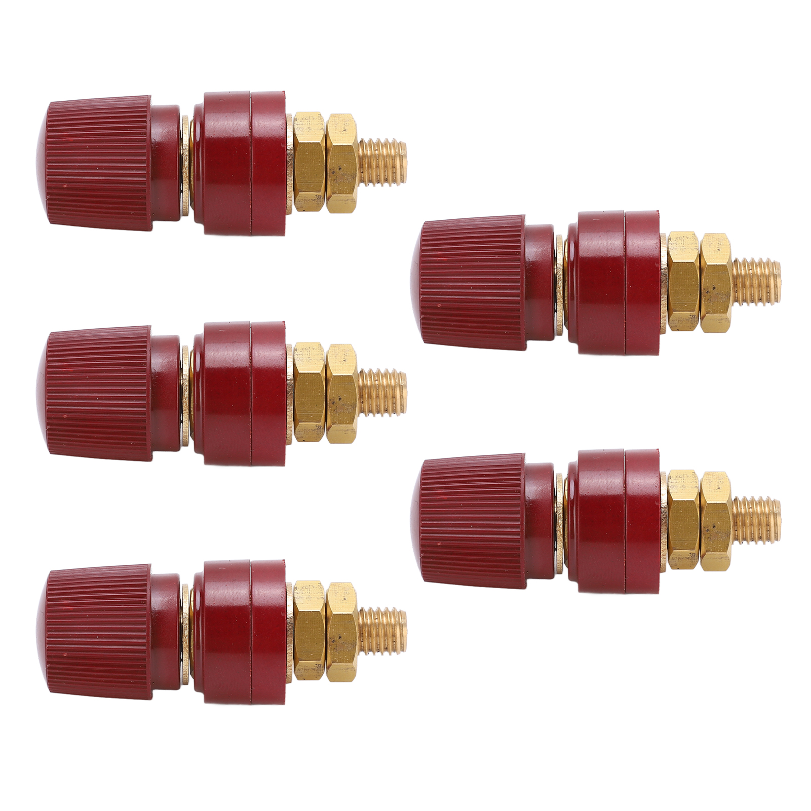 Satz Von 5 Vernickelten Messing-wechselrichteranschlussklemmen, Vorgesehen Für Elektronische Geräte Und Automobile (rot).