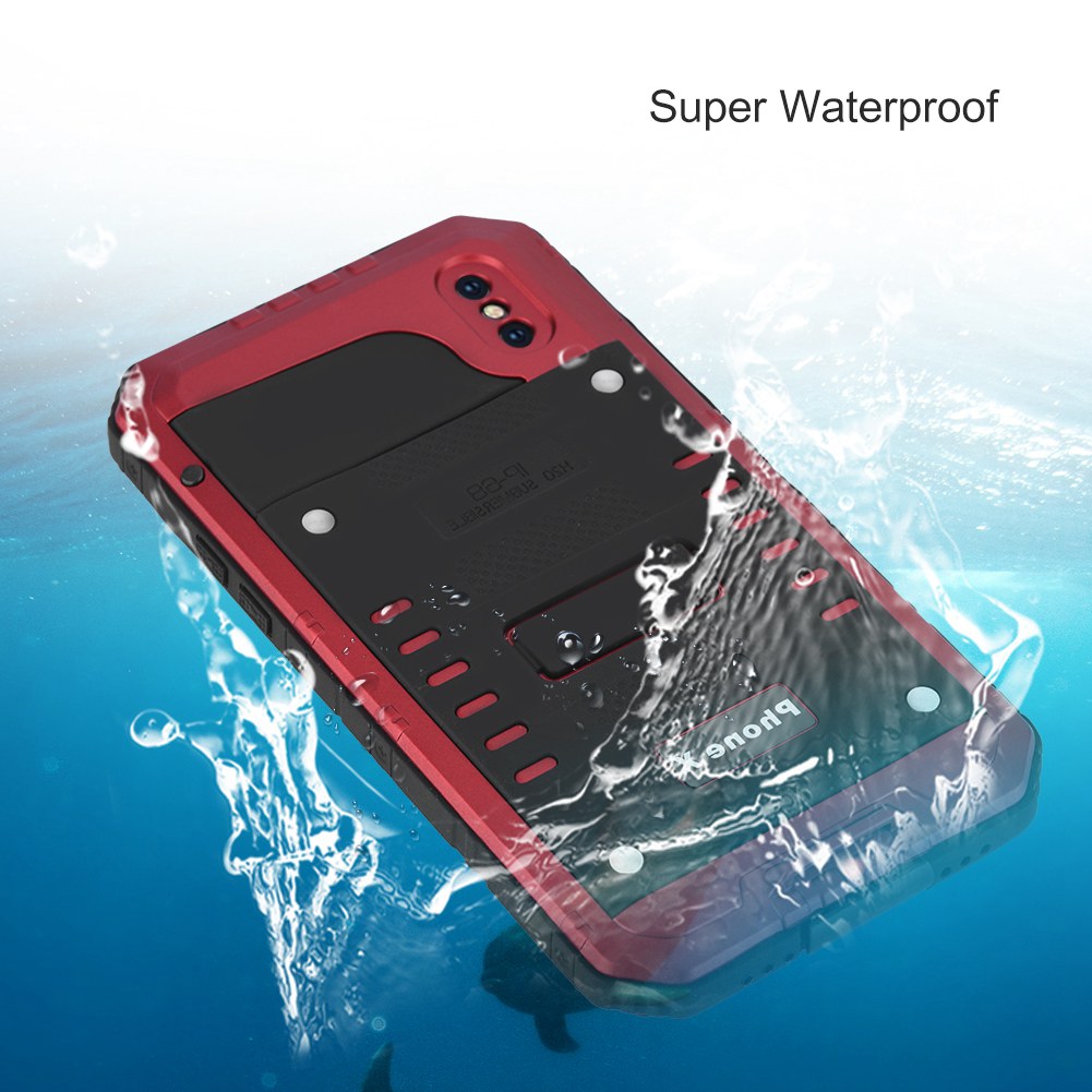 Elegante Hülle Aus Zinklegierung Und Ip68 Wasserdichtem Silikon Für Iphone X (rot)