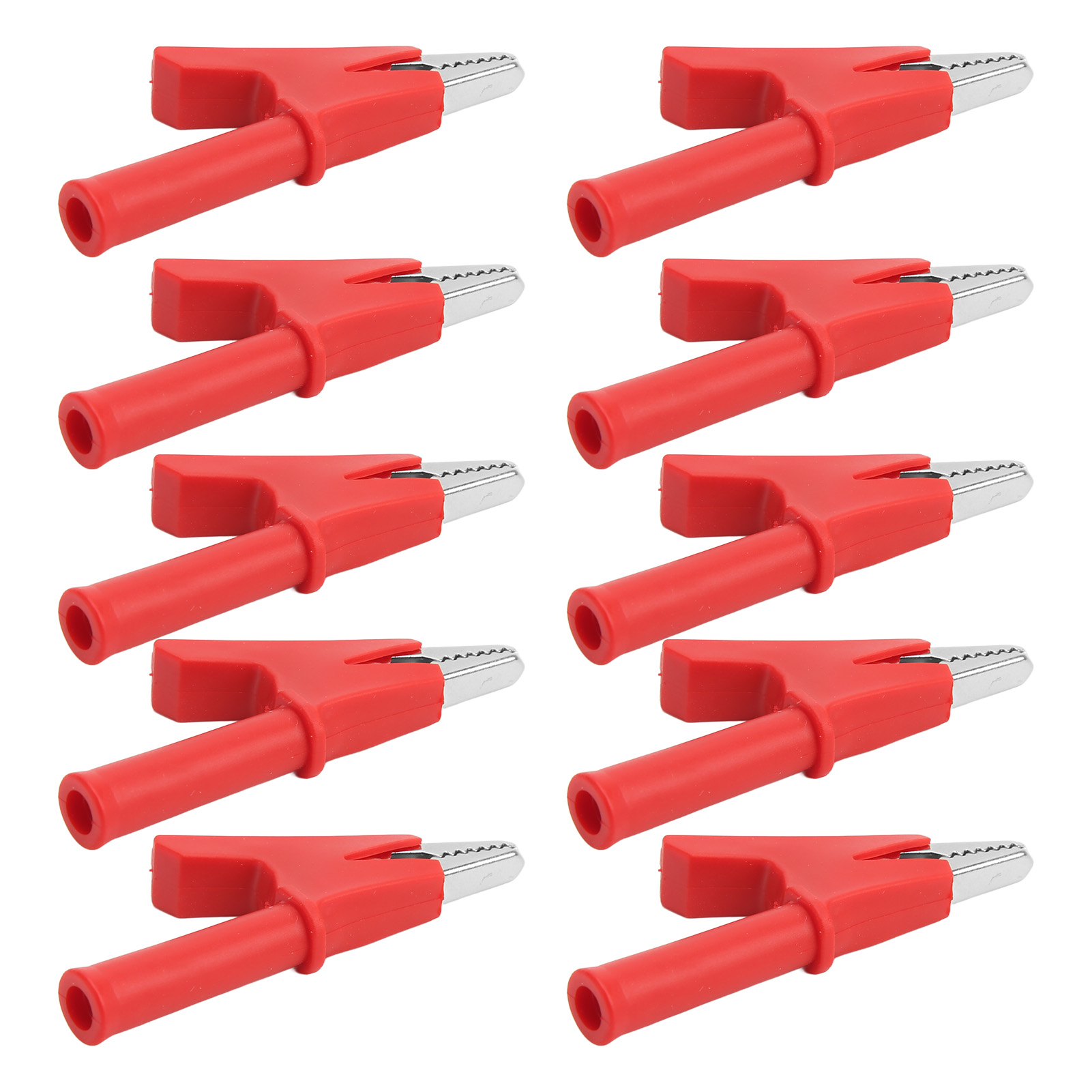 Set Mit 10 Krokodilklemmen Zum Testen, 10 Mm Öffnung, 10 A, Mit 4 Mm Buchse (rot)