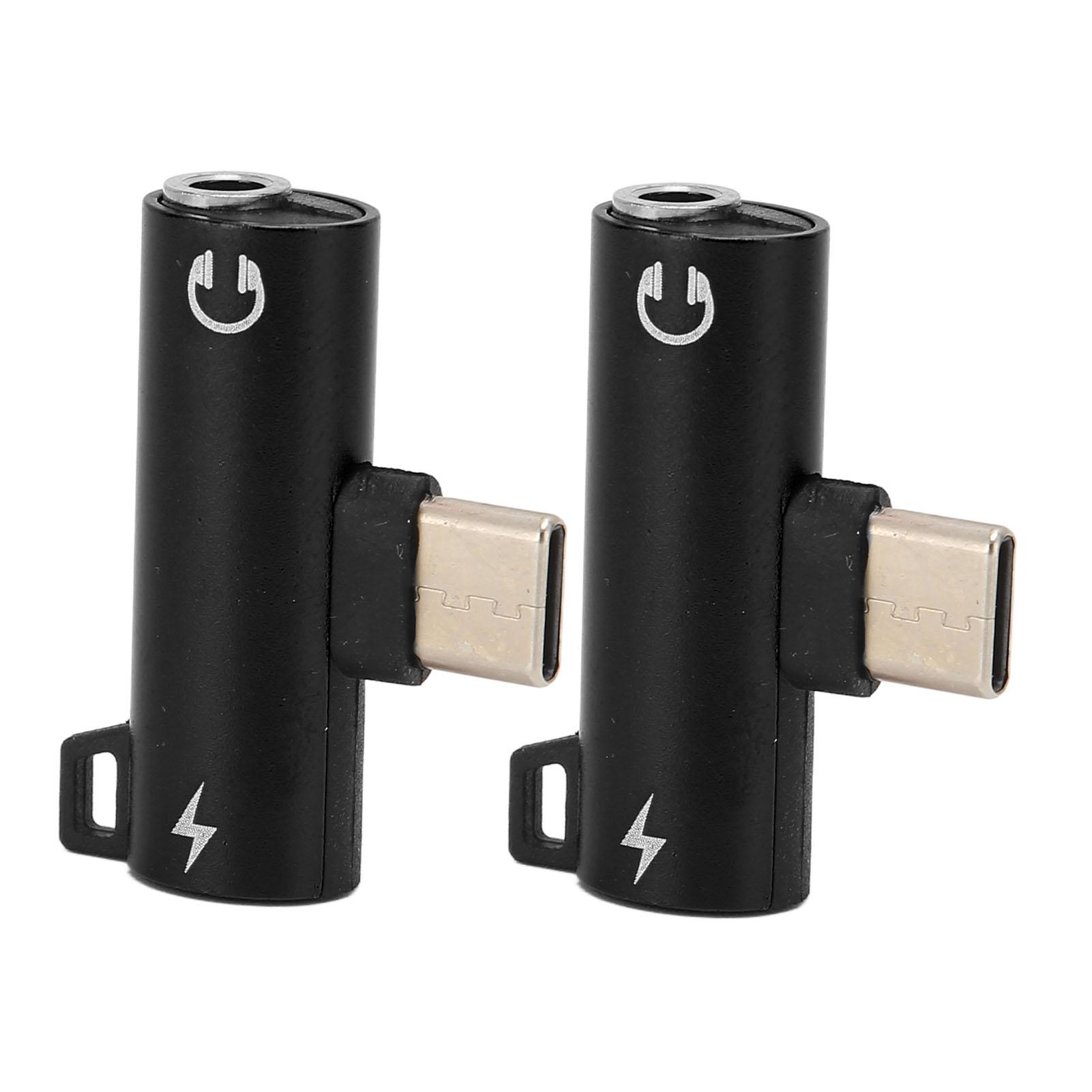 2er-pack Usb-c-auf-3,5-mm-audioadapter (typ C Auf 3,5 Mm) Zum Musikhören Während Des Ladevorgangs. Robustes Abs-gehäuse, Schwarz.