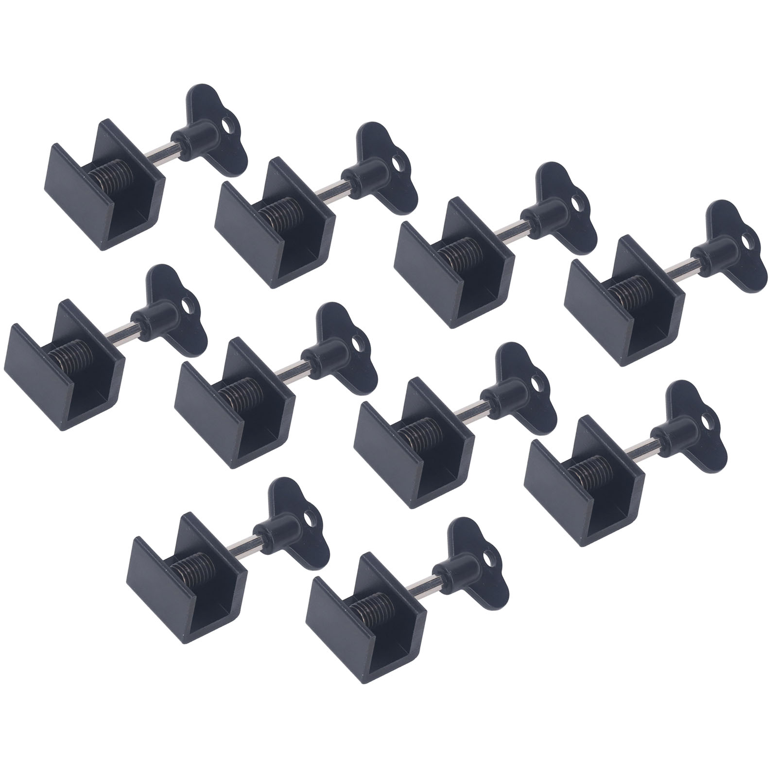 Packung Mit 10 Einlochigen Fensterriegeln Mit Schlüssel, Vertikal Und Horizontal Verstellbar, Verschiebbar, Schwarz.