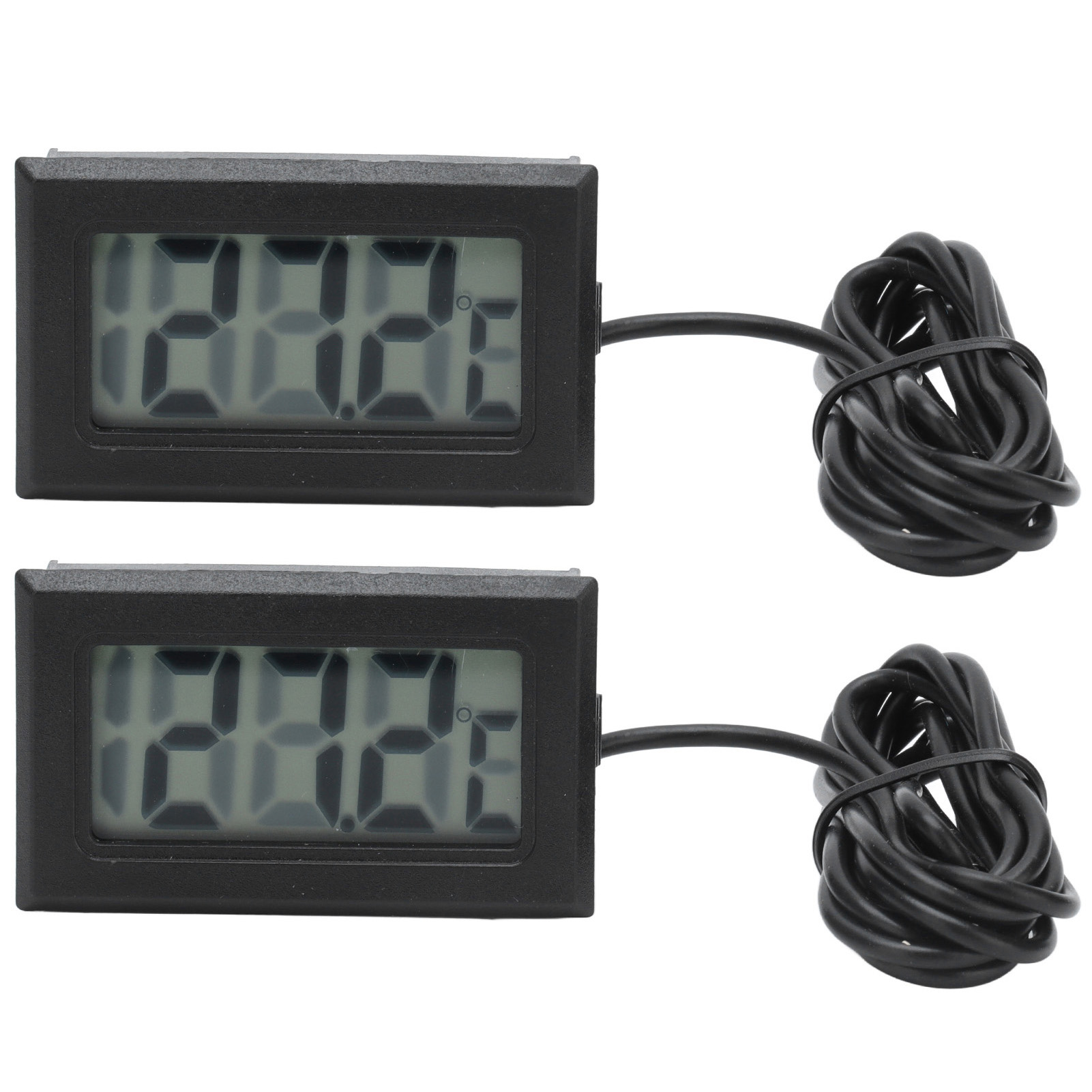 Set Aus 2 Digitalen Elektronischen Thermometern Mit Sonde, Aktualisierungsrate 2 Sekunden, Schwarz.