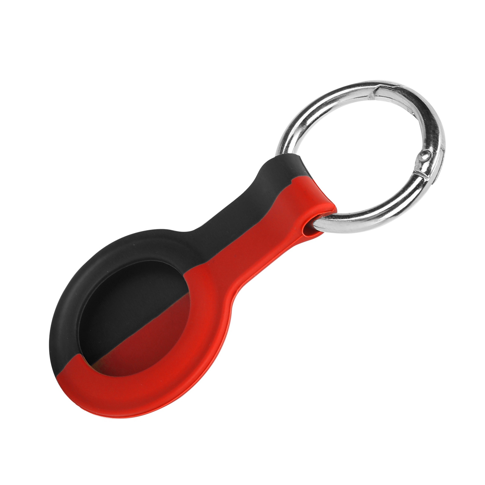 Zweifarbige Silikon-schutzhülle Mit Metallschnalle, Kompatibel Mit Dem Iphone Locator (schwarz Und Rot) Für Ios.