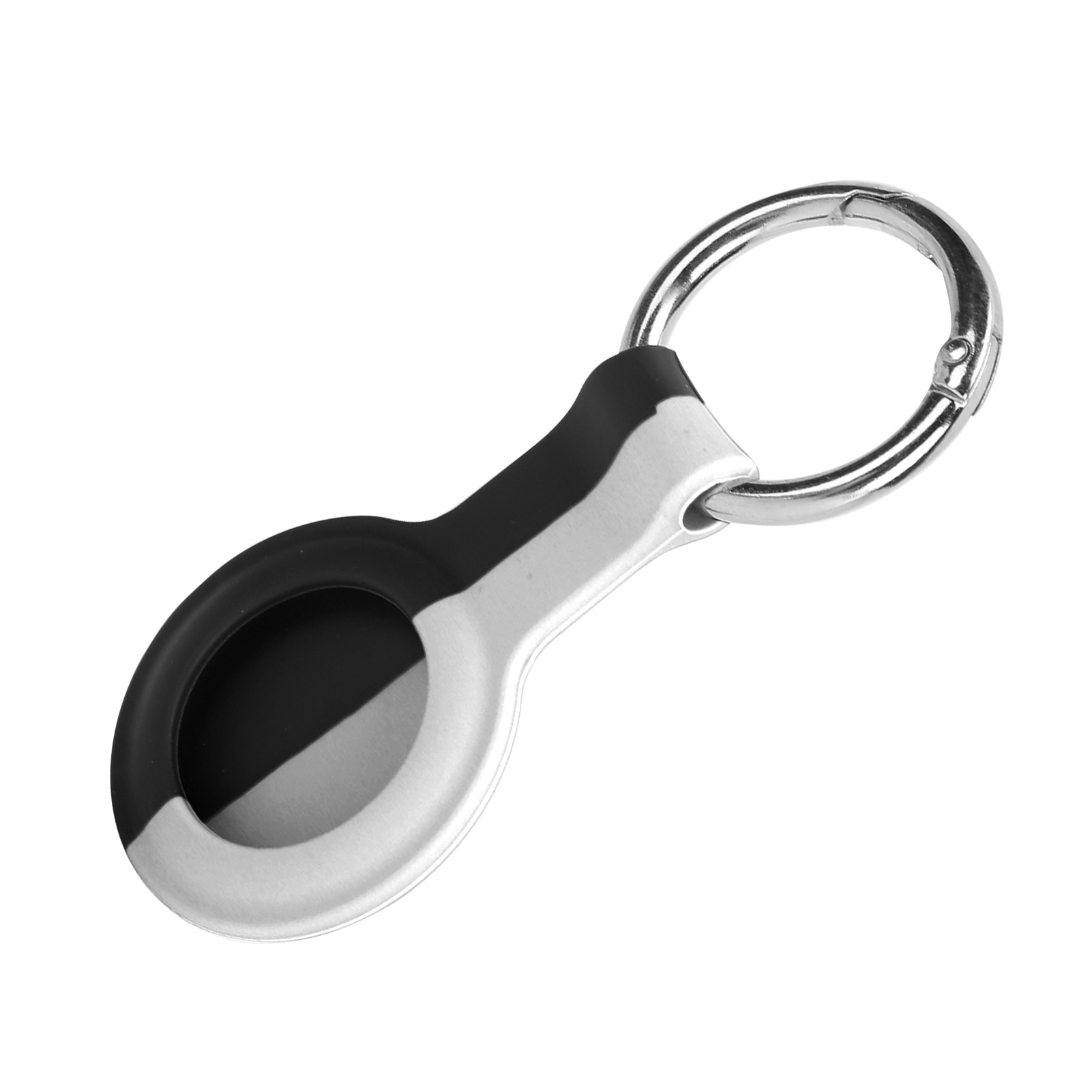 Zweifarbige Silikon-schutzhülle Mit Metallschnalle, Kompatibel Mit Dem Iphone Locator (schwarz Und Weiß)