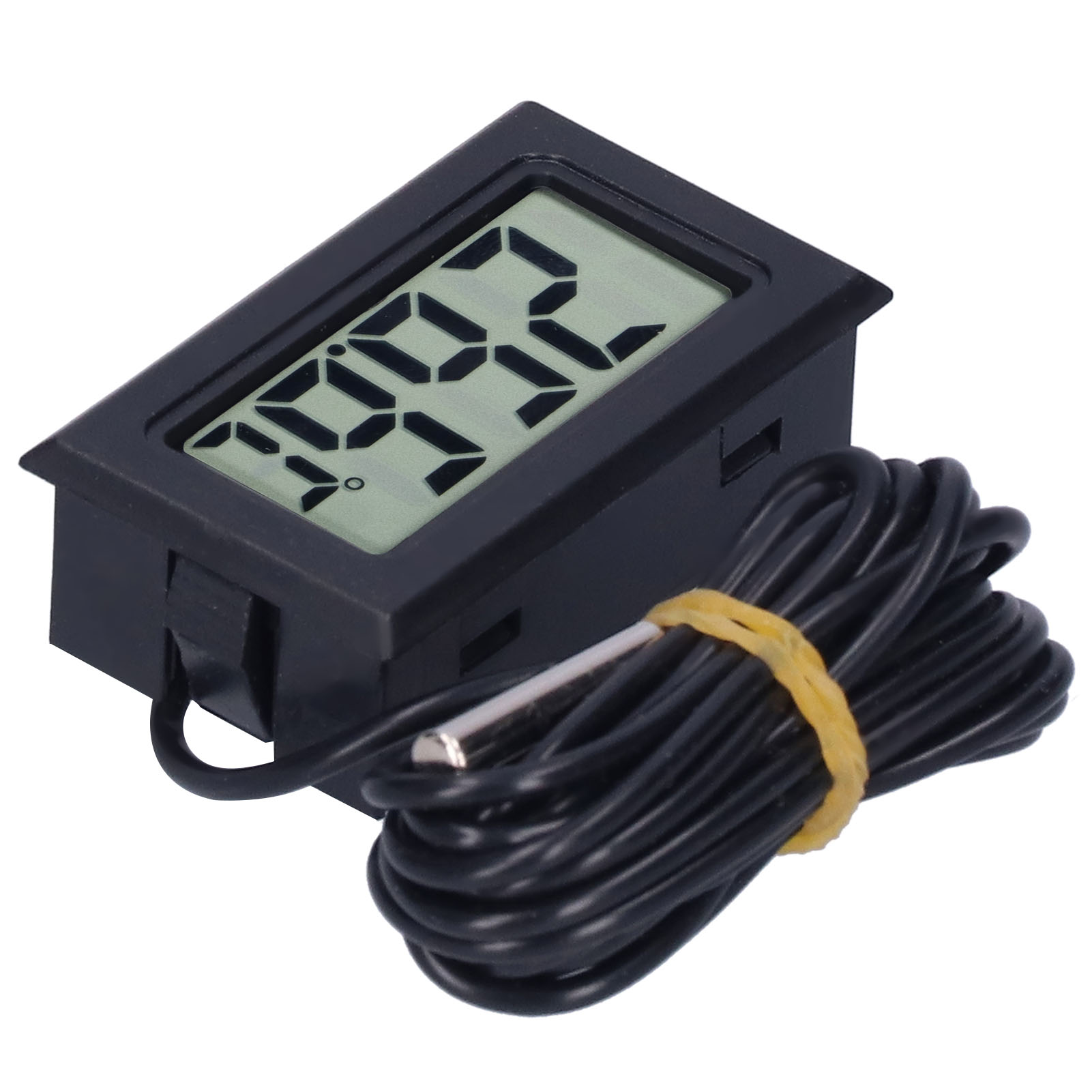 Kabelgebundenes Mini-lcd-digitalthermometer, Elektronisches Temperaturmessgerät Fy13001 Schwarz
