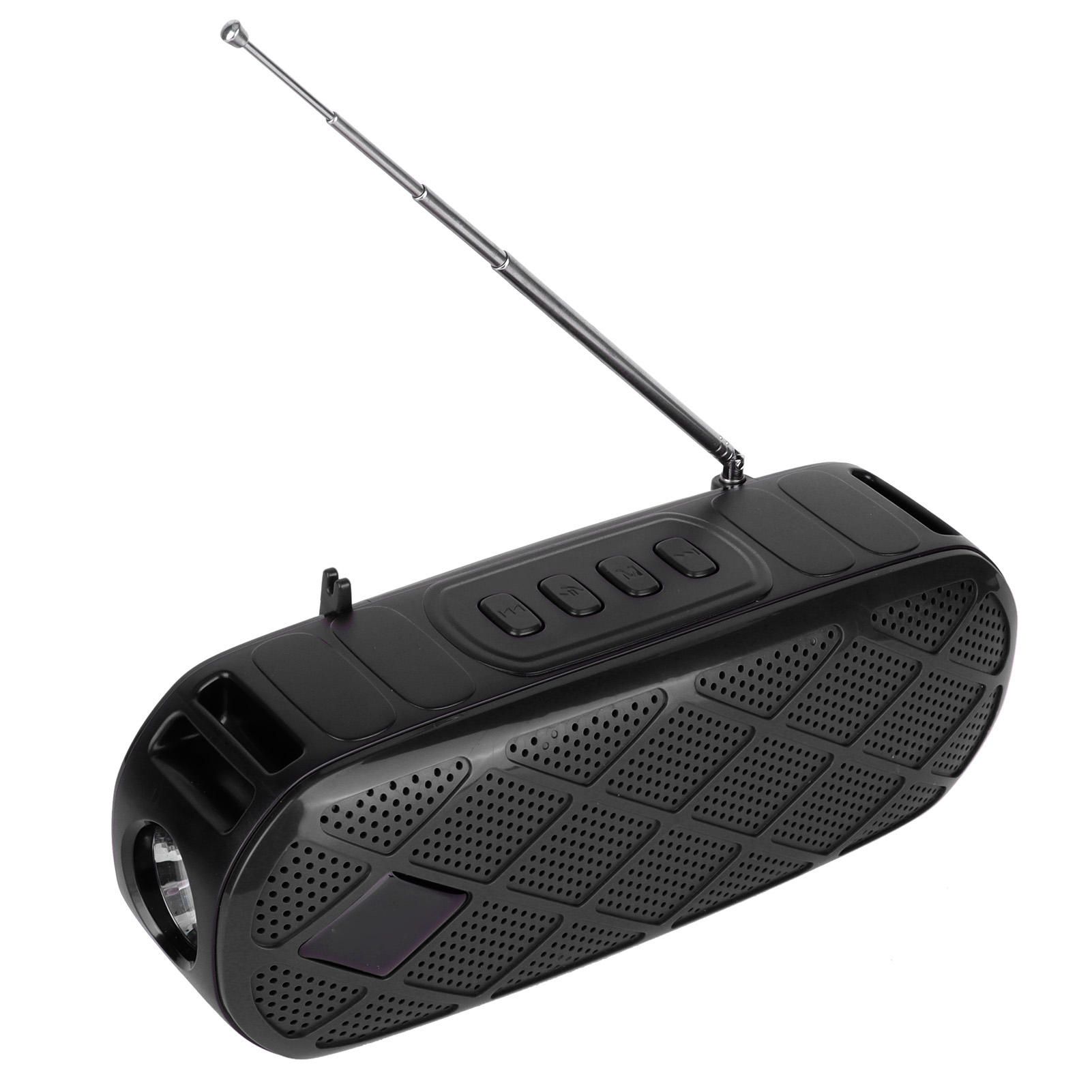 Tragbarer Tragbarer Bluetooth-lautsprecher Mit Solarfunktion, Taschenlampe Und Fm-radio Für Den Außenbereich – Schwarz