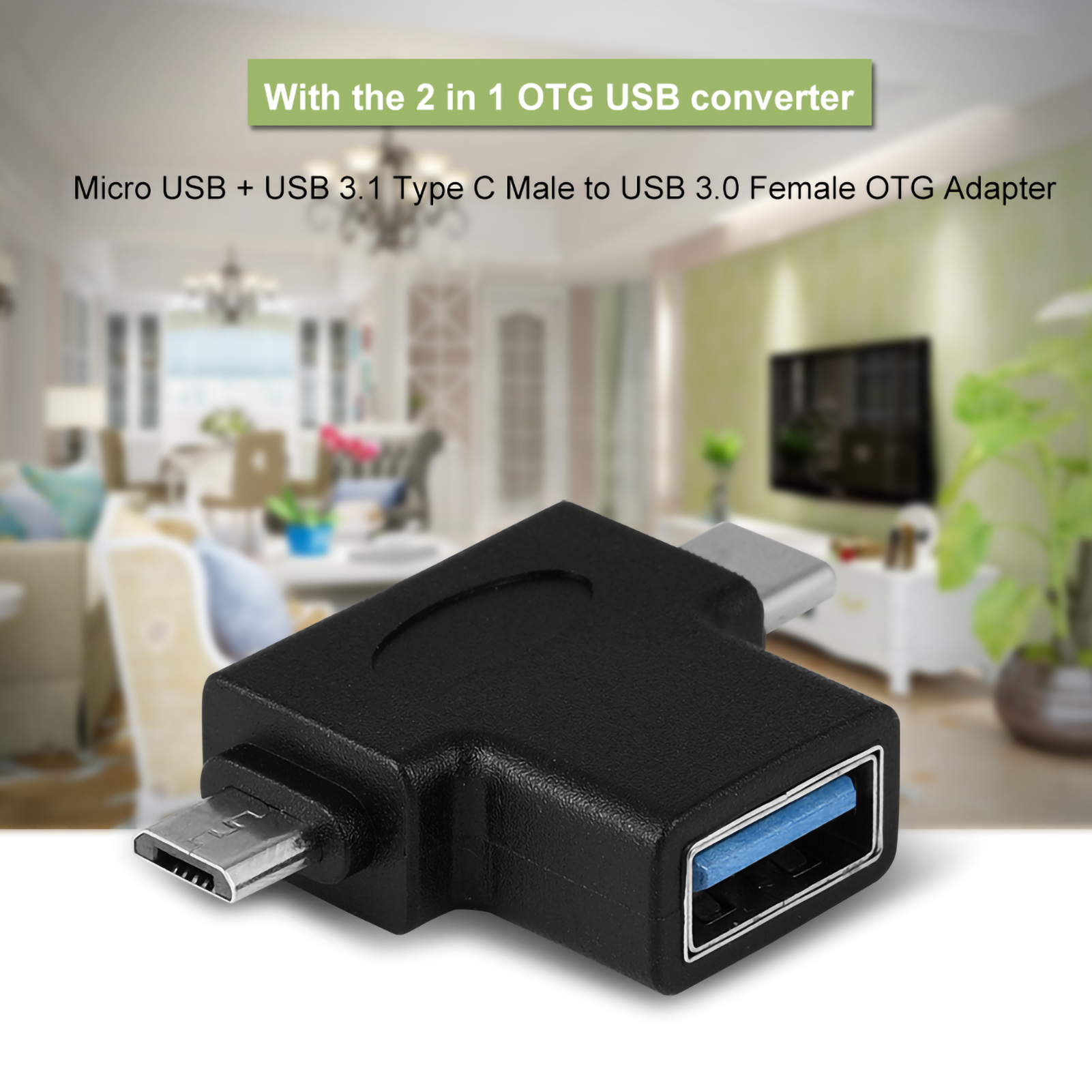 Mini-otg-2-in-1-konverteradapter: Micro-usb-3.1-typ-c-stecker Auf Usb-3.0-buchse