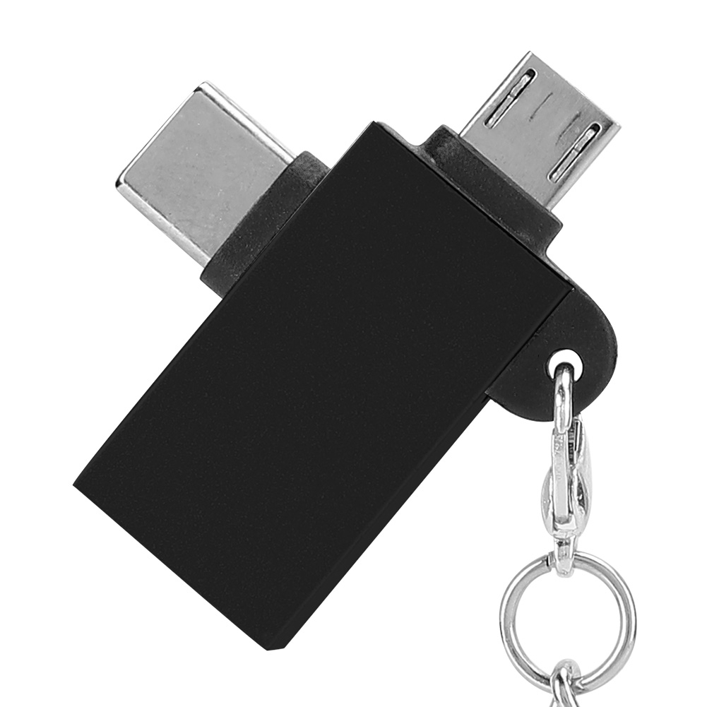 2-in-1 Usb-otg-adapter Mit Usb 3.0-schnittstelle, Usb-zu-typ-c-konverter Für Android (schwarz Mit Kette)