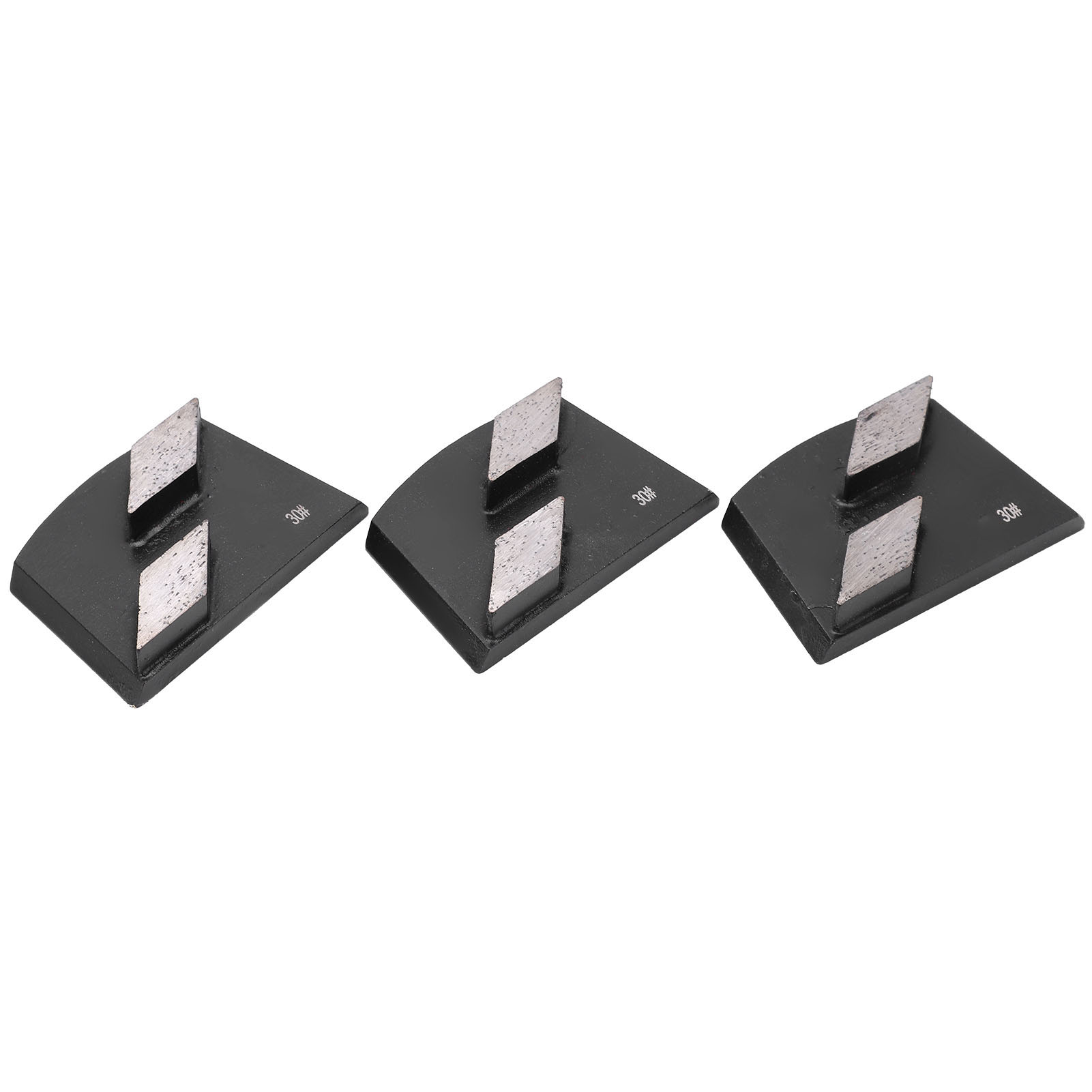 Set Aus 3 Schwarzen Trapezförmigen Diamantschleifscheiben, Körnung 30, 2 Zähne, Zum Schleifen Und Polieren Von Beton Und Glas.
