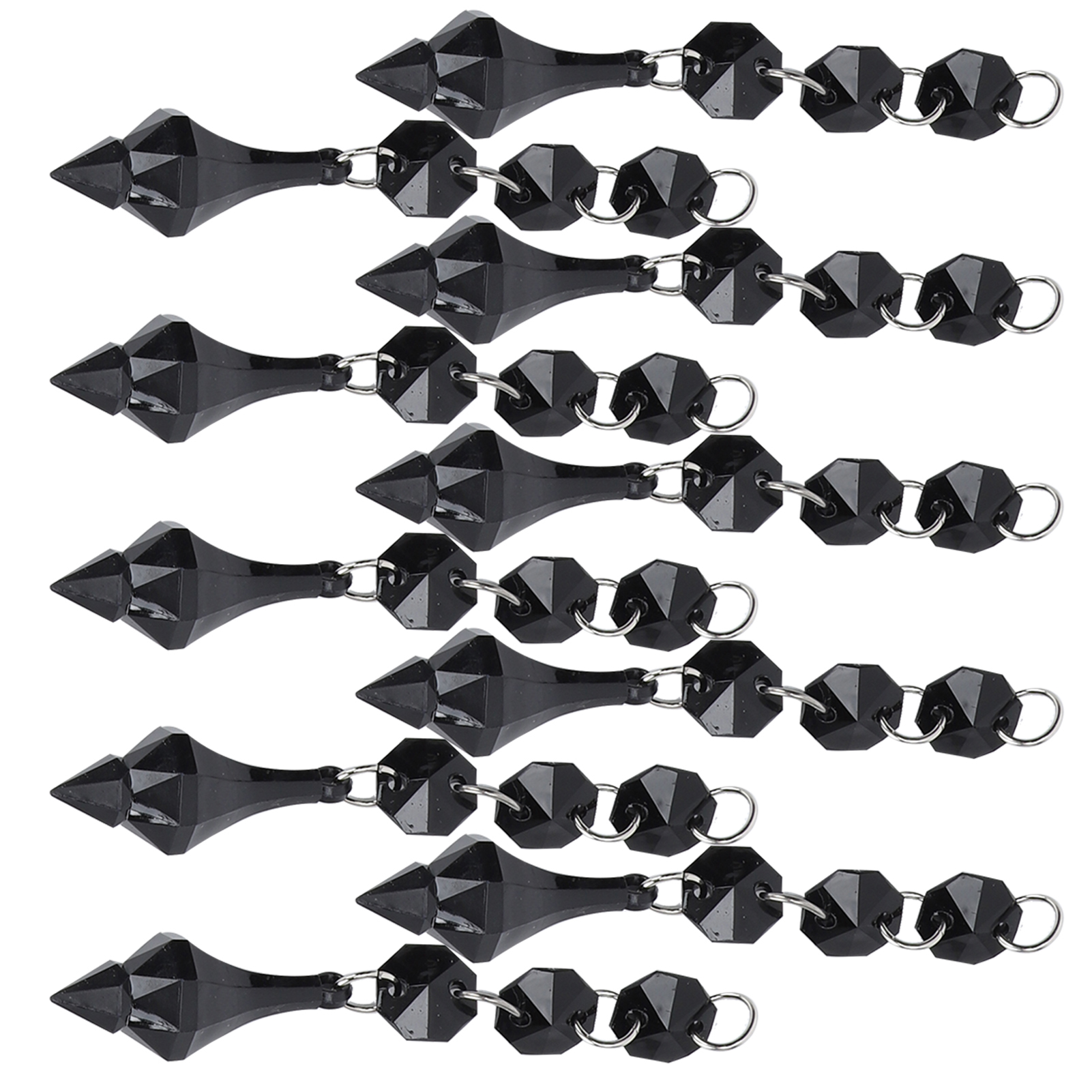 Set Mit 10 Kegelförmigen Acryl-kristallanhängern, Unregelmäßige Perlenornamente, Diy-lampendekoration, Schwarz