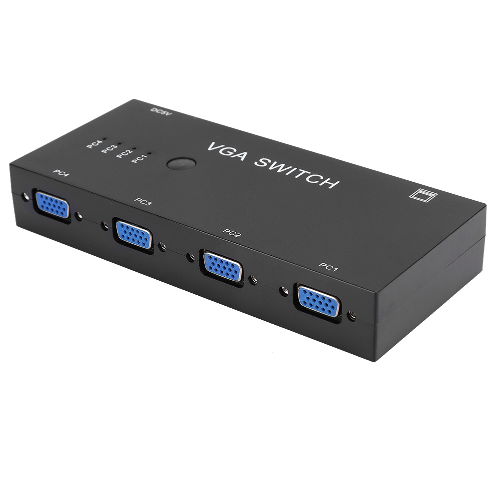 Vga-videokonverter, Hd-displayadapter, Computerzubehör, Schwarz, 4 Eingänge, 1 Ausgang
