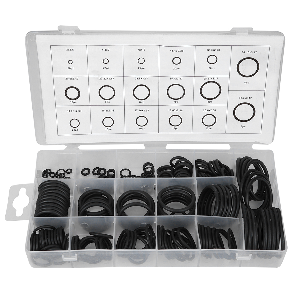 Sortiment Aus 222-teiligem Gummi-o-ring-set, Inklusive Unterlegscheiben Und O-ringen, Für Die Automobil- Und Baumaschinenindustrie.