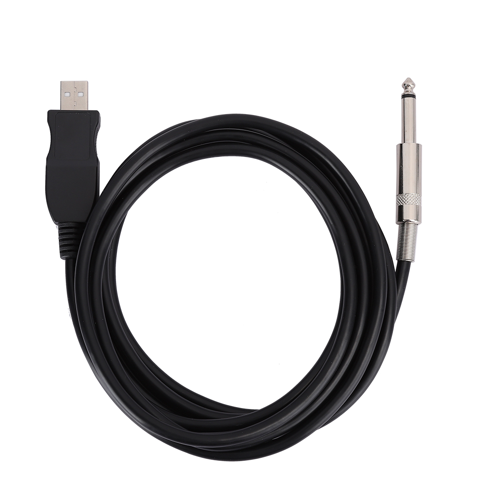 Tragbares Usb-audiokabel Für Gitarre, Kabelgebundene Verbindung Zum Computer, Instrumentenadapter, Schwarz, 300 Cm