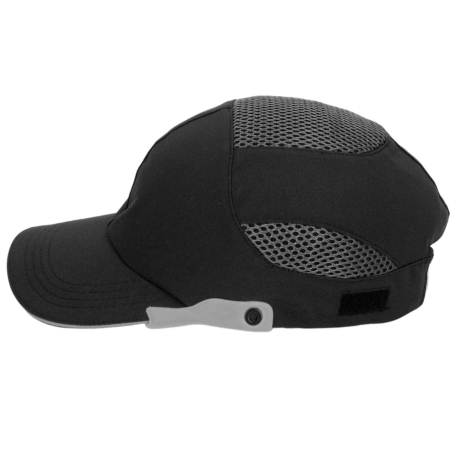 Baseballkappe Mit Atmungsaktivem Und Verstellbarem Schirm, Ideal Für Sport Und Arbeit, Schwarz Mit Grauem Rand.
