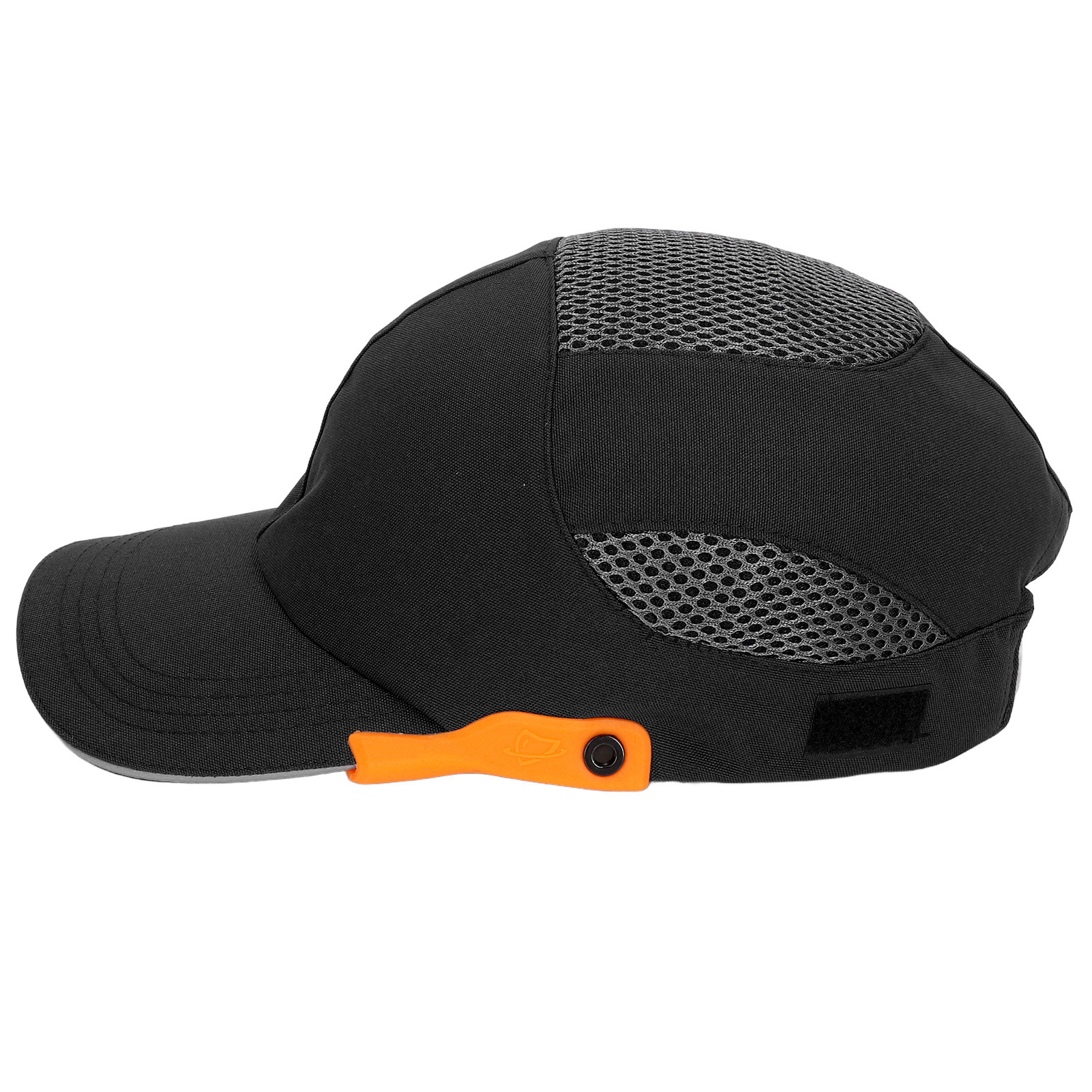 Baseballkappe Mit Atmungsaktivem Und Verstellbarem Schirm, Ideal Für Sport Und Arbeit, Schwarz Mit Orangefarbenem Besatz.