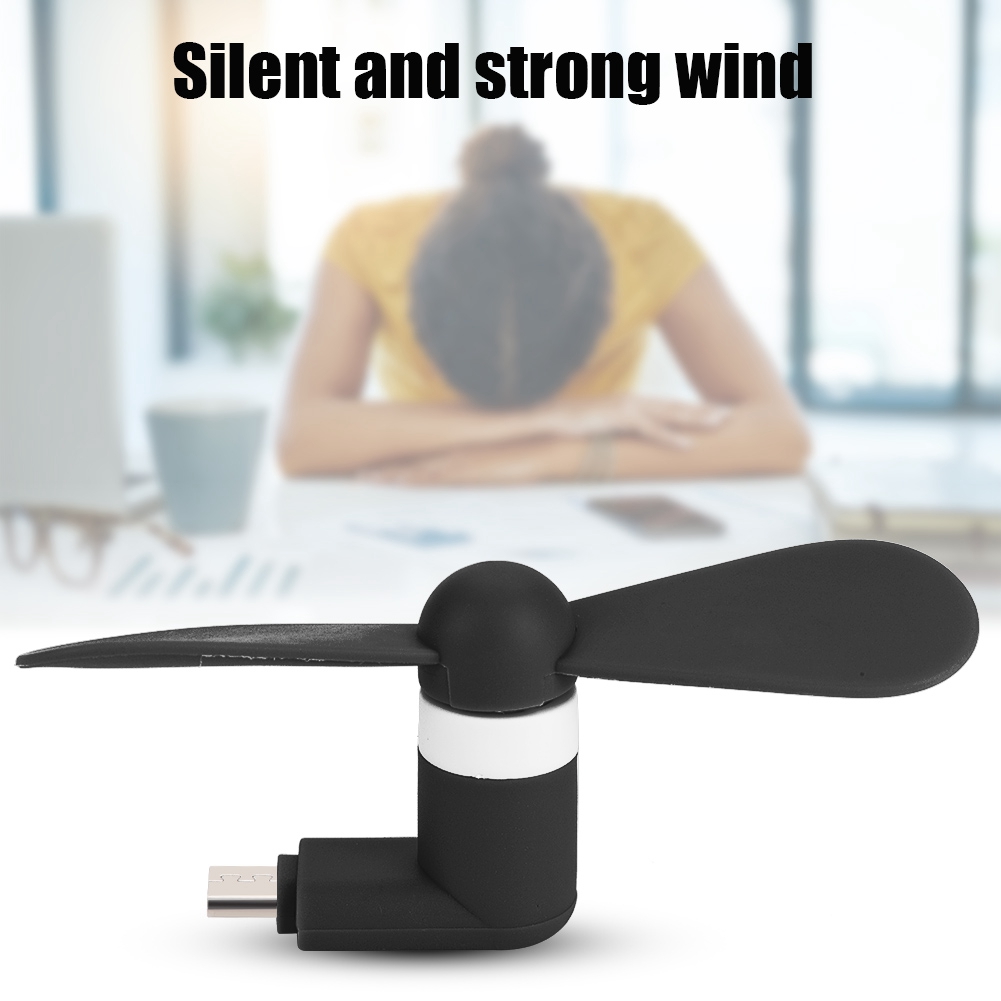 Mini-tragbarer, Ultraleiser Micro-usb-ventilator Für Android-otg-smartphones (schwarz)