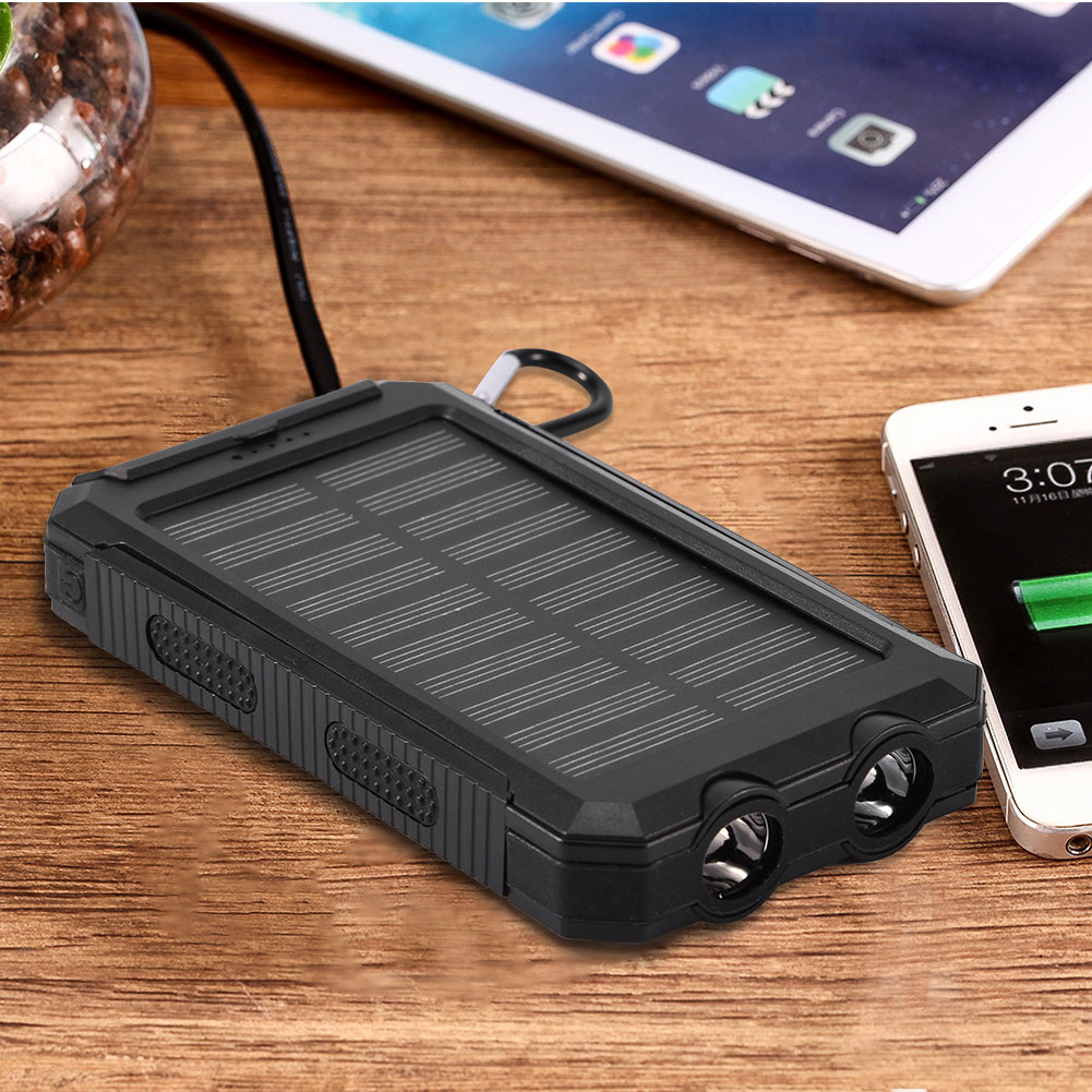 10.000 Mah Schnelllade-solar-powerbank-set Mit Kompass (schwarz)