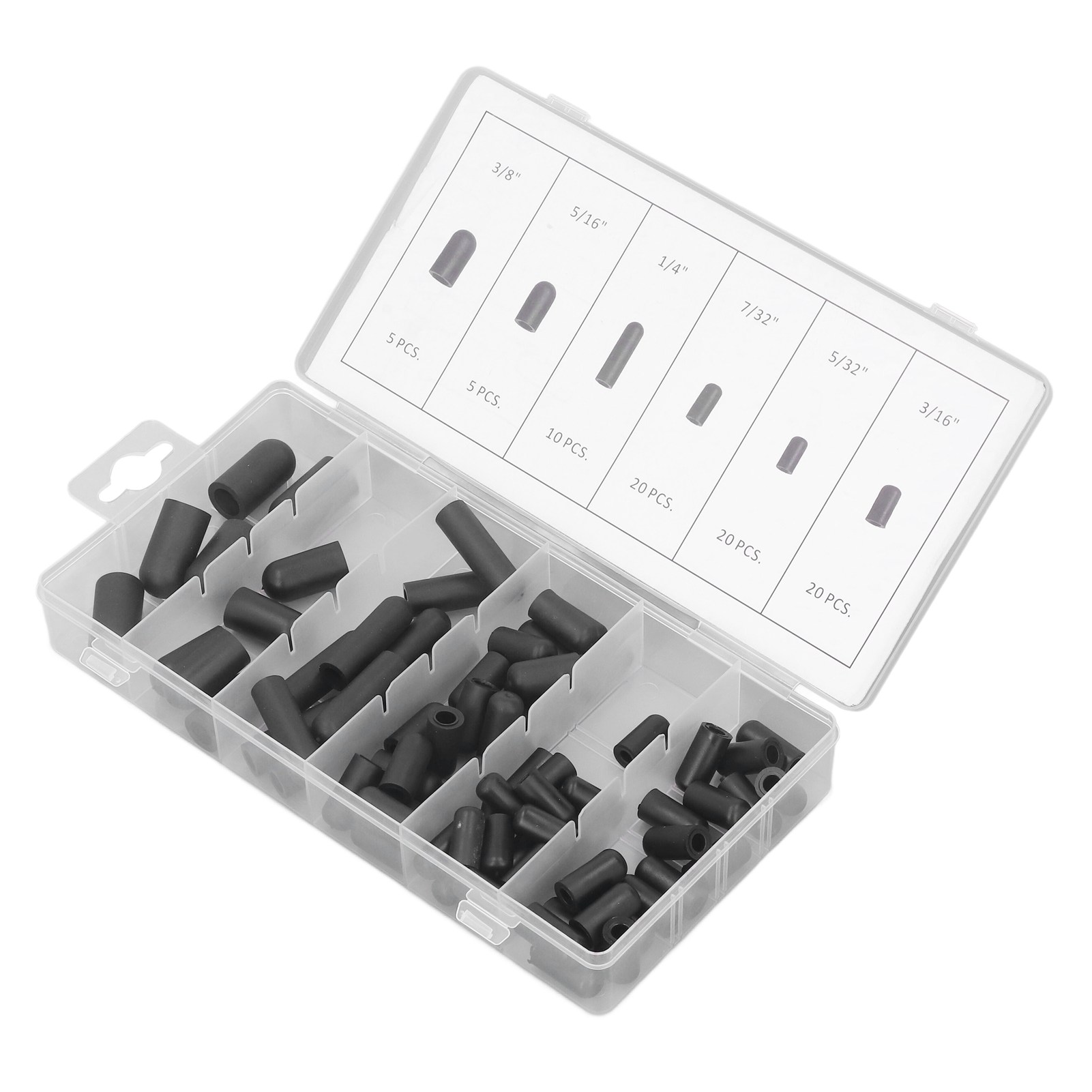 Set Mit 80 Staubsaugerstopfen Aus Hochtemperaturbeständigem Und Wasserdichtem Gummi, Von 5/32 Zoll Bis 3/8 Zoll, Schwarz.