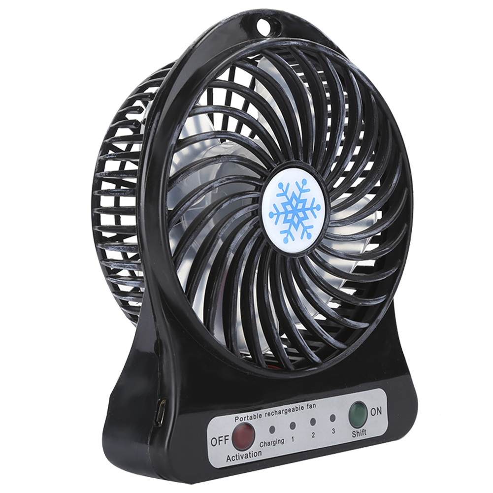 Mini-tischventilator Für Kinderbett Und Autositz, Usb-aufladbar, Kleiner Ventilator, Luftzirkulator, Schwarz
