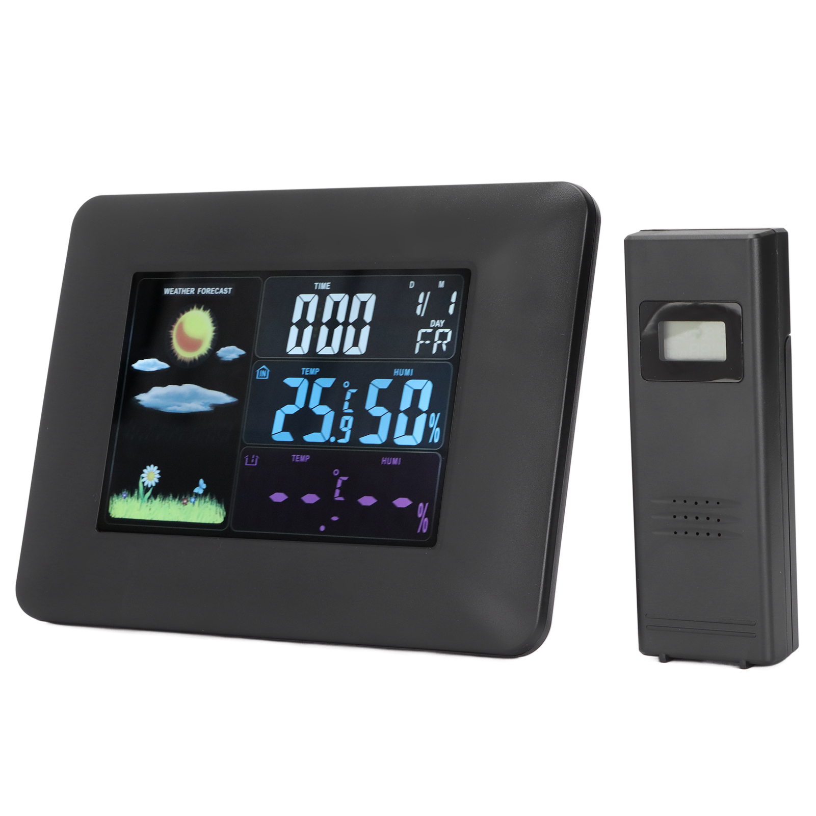 Drahtlose Digitale Wetterstation Für Den Innen- Und Außenbereich Mit Thermometer, Temperatur- Und Feuchtigkeitssensor, Wetteralarm Und 100–240-v-eu-stecker