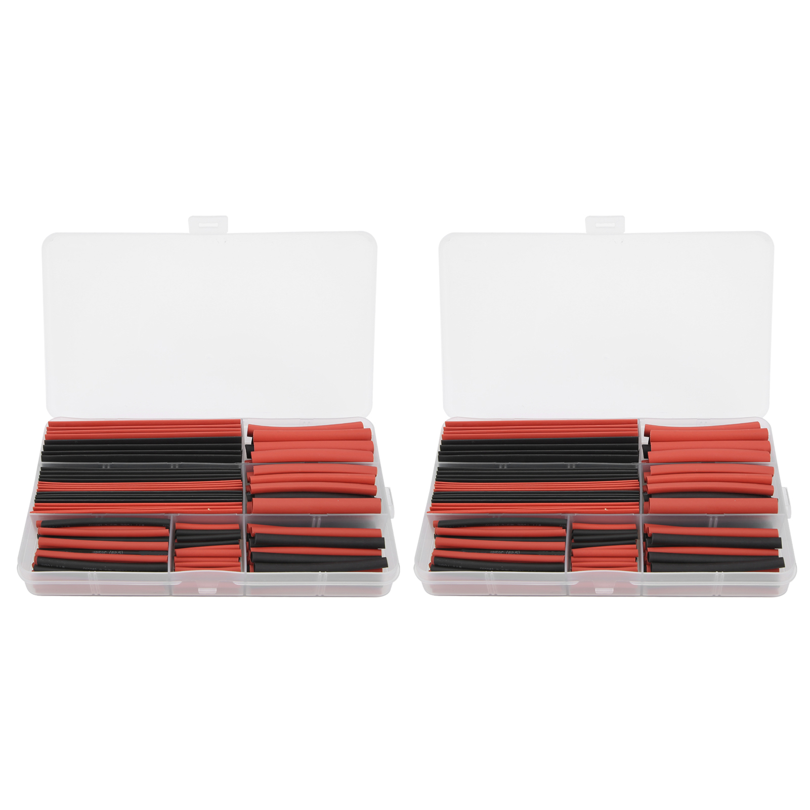 Sortiment Mit 300 Polyolefin-schrumpfschläuchen Für Elektrische Kabel, Schwarz Und Rot.