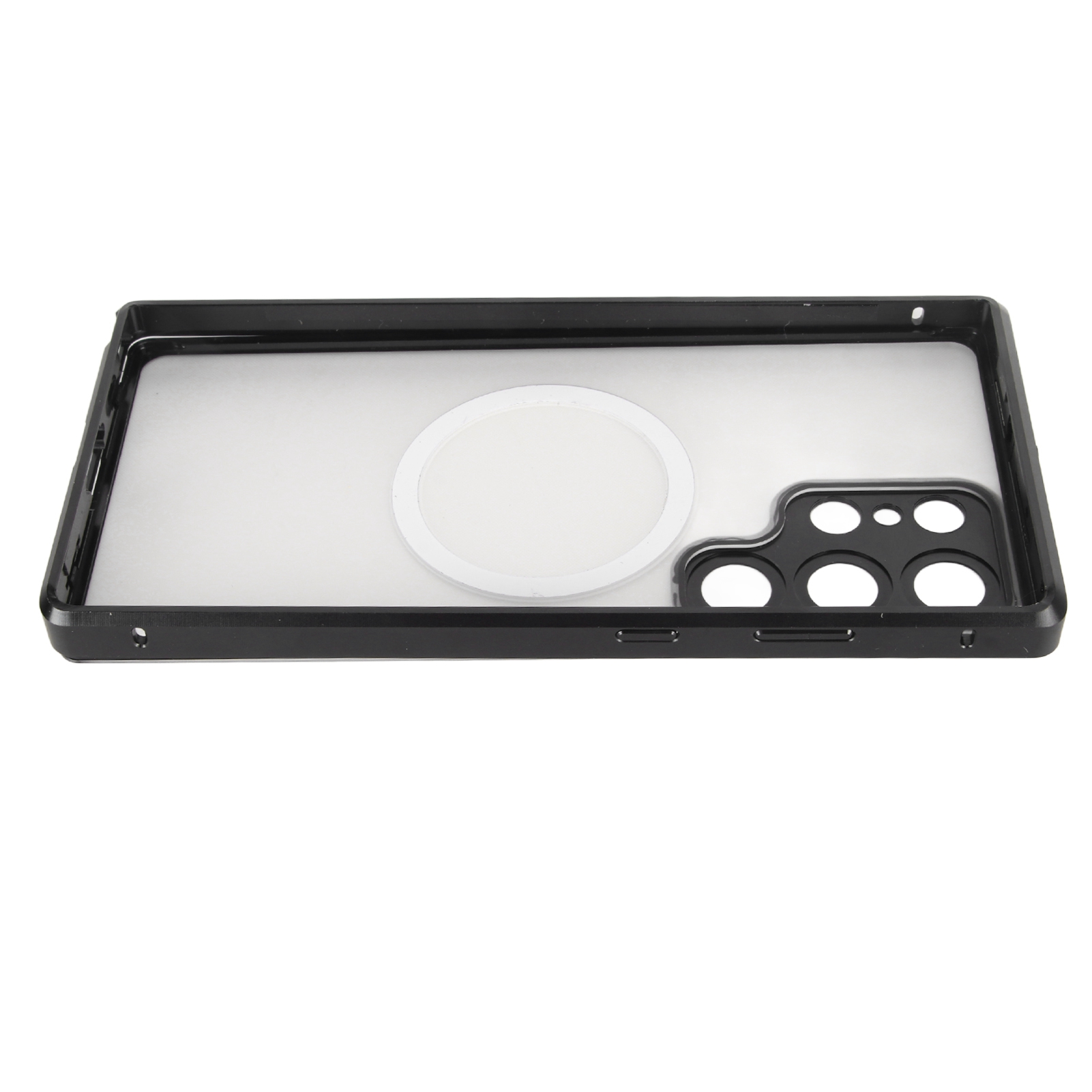 Magnetische Hülle Für S23 Ultra Aus Stoßfestem, Transparentem Acrylmetall Mit Elastischem Verschluss, Ideal Für Reisen Und Den Täglichen Gebrauch, Schwarz.
