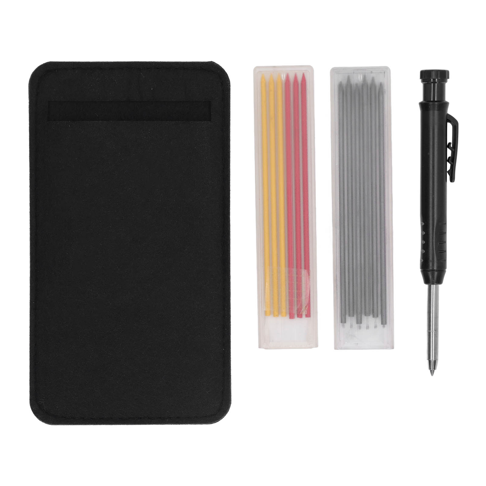 Mechanisches Zimmermannsbleistift-set Mit Eingebautem Anspitzer Und 2,8 Mm Minen, Schwarz.
