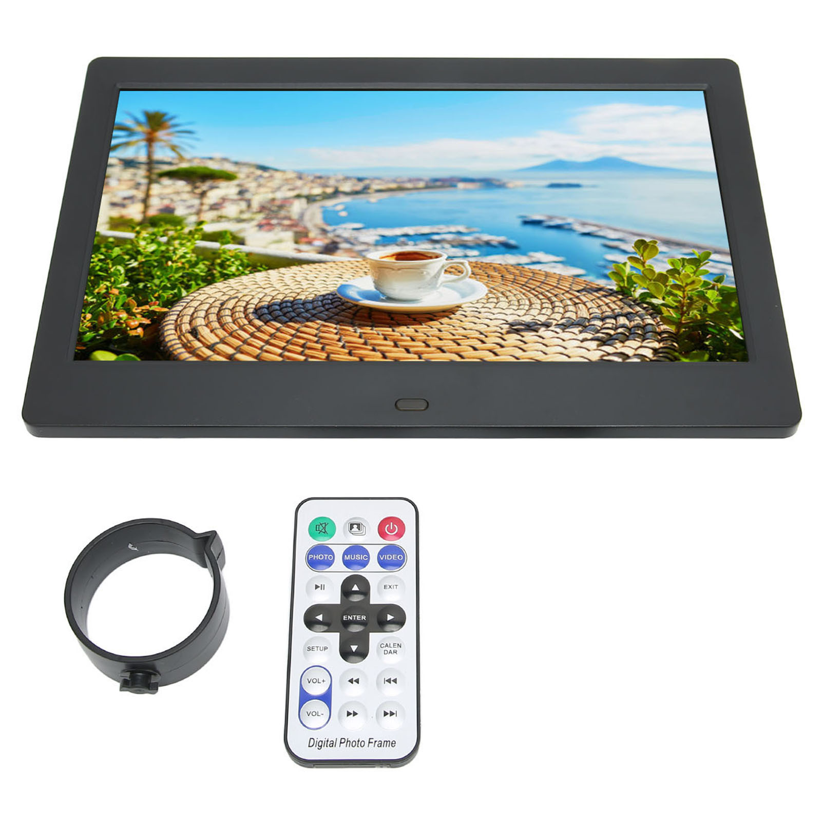 Digitaler 10,1-zoll-hd-fotorahmen, 1024 X 600 Lcd-bildschirm, Intelligenter Elektronischer Fotorahmen Mit Fernbedienung, 110–240 V, Schwarz, Europäischer Stecker
