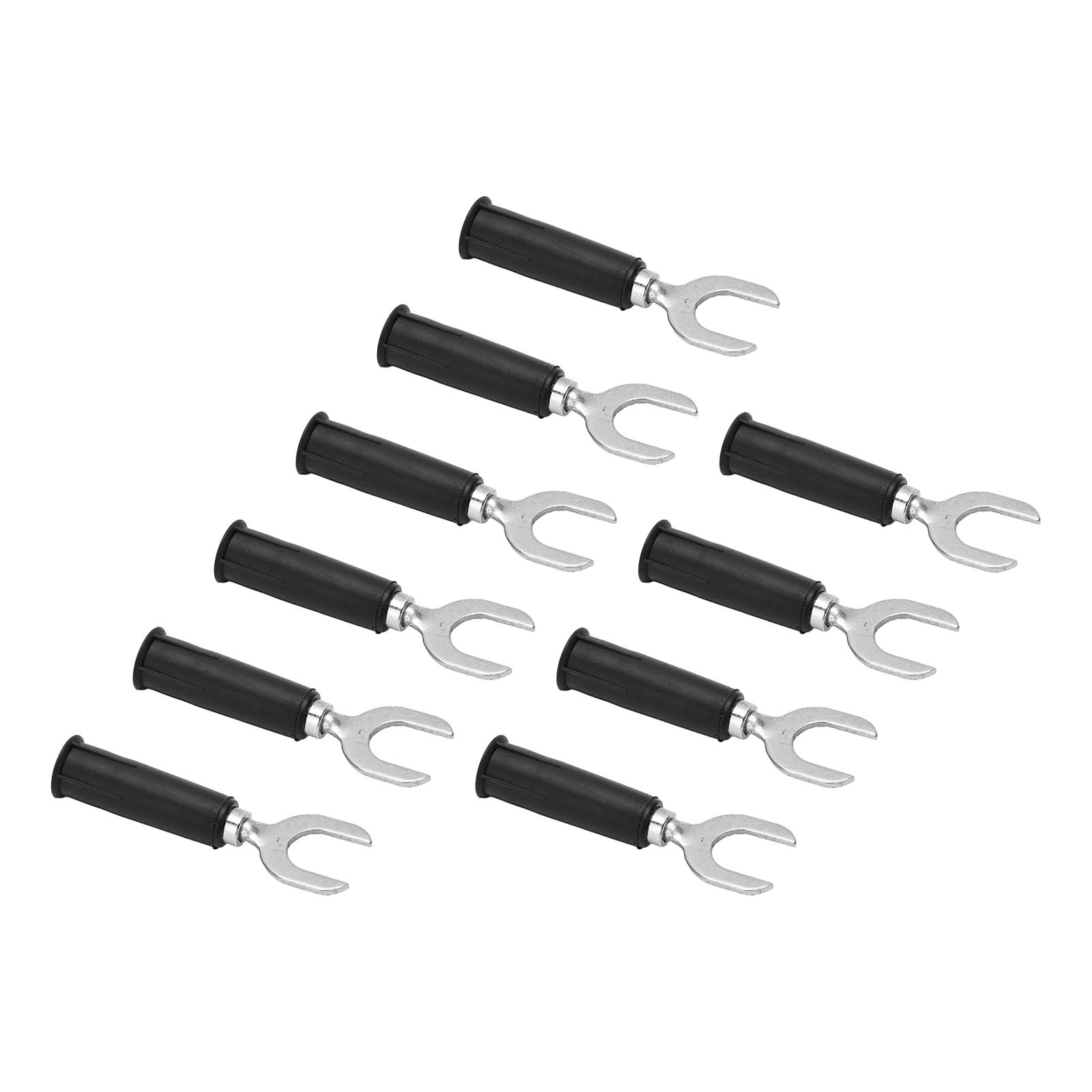 Packung Mit 10 Bananen-gabelkabelverbindern, Messing, Pvc-optik, 4 Mm (0,2 Zoll) Loch, 8 Mm (0,3 Zoll) U-förmiger Elektrischer Stecker, Schwarz.