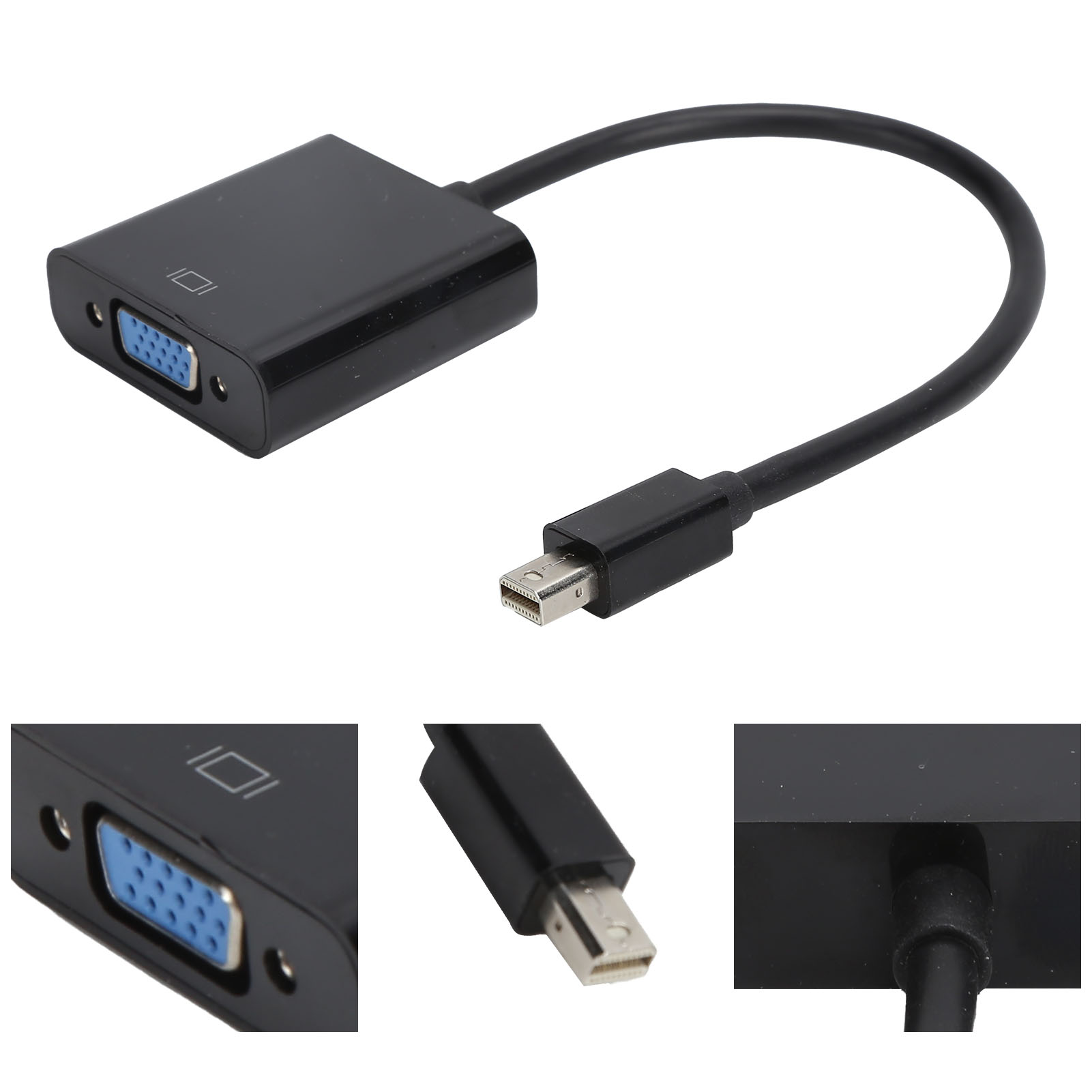 Schwarzes Abs Mini Displayport-stecker Auf Vga-buchse Adapterkabel Für Thinkpad Pc