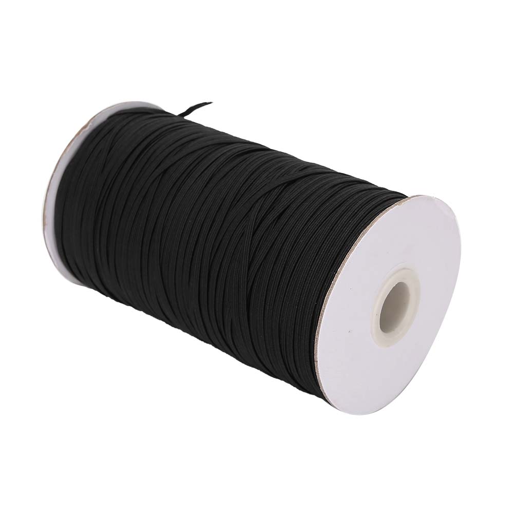 200 Yards/rolle – Flaches, Elastisches Gummi Für Gesichtsschilde – Schwarz