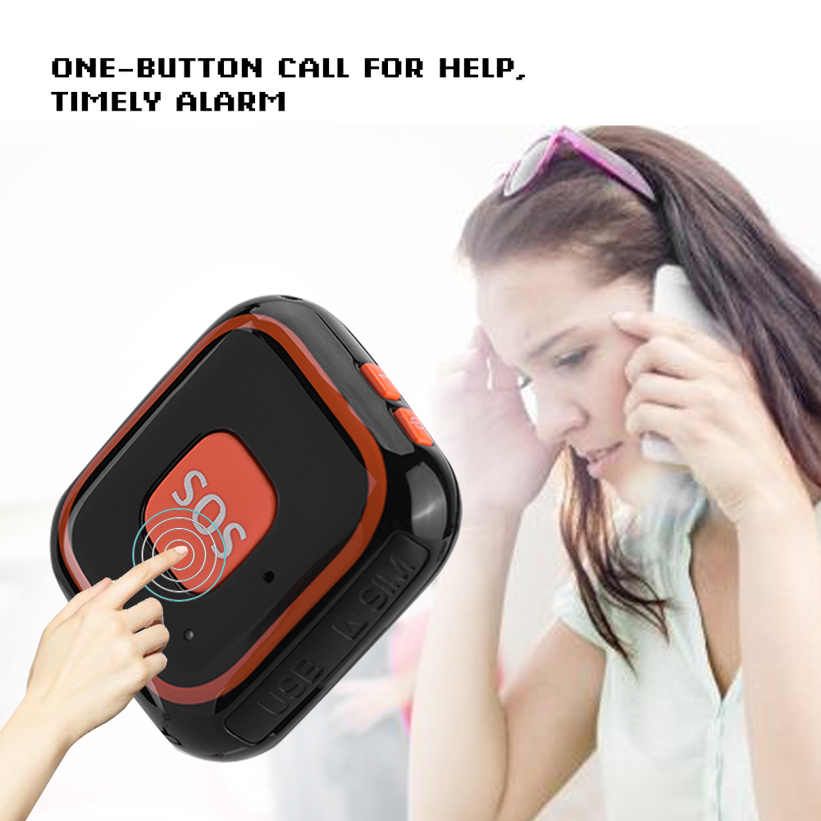 Mini-gps-tracker Für Kinder, Persönlicher Sos-alarm, Tracking-app (schwarz)