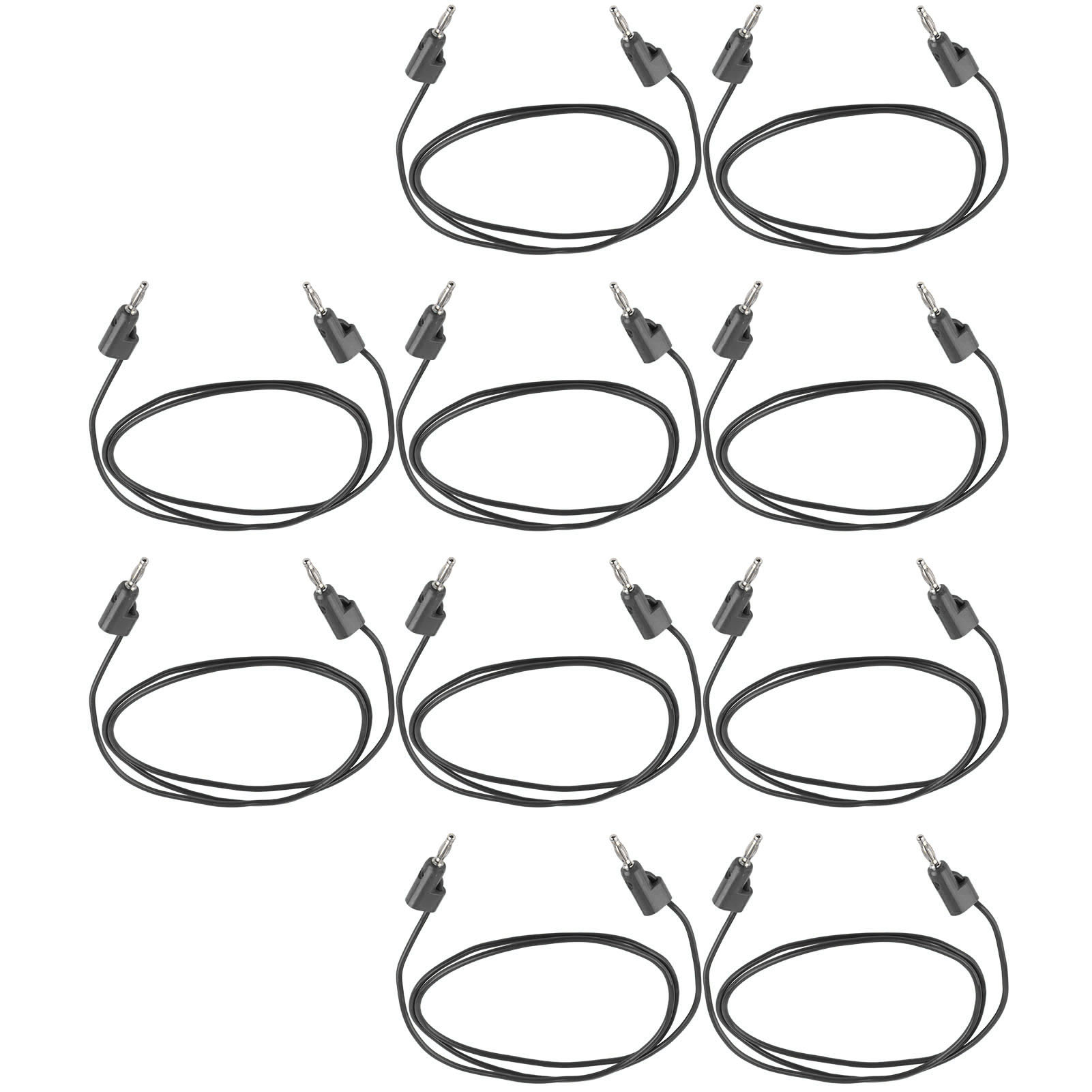 Packung Mit 10 Bananenstecker-prüfleitungen (stecker-stecker), Messingkern, Für Elektrische Prüfungen J.70006, 4 Mm, Schwarz