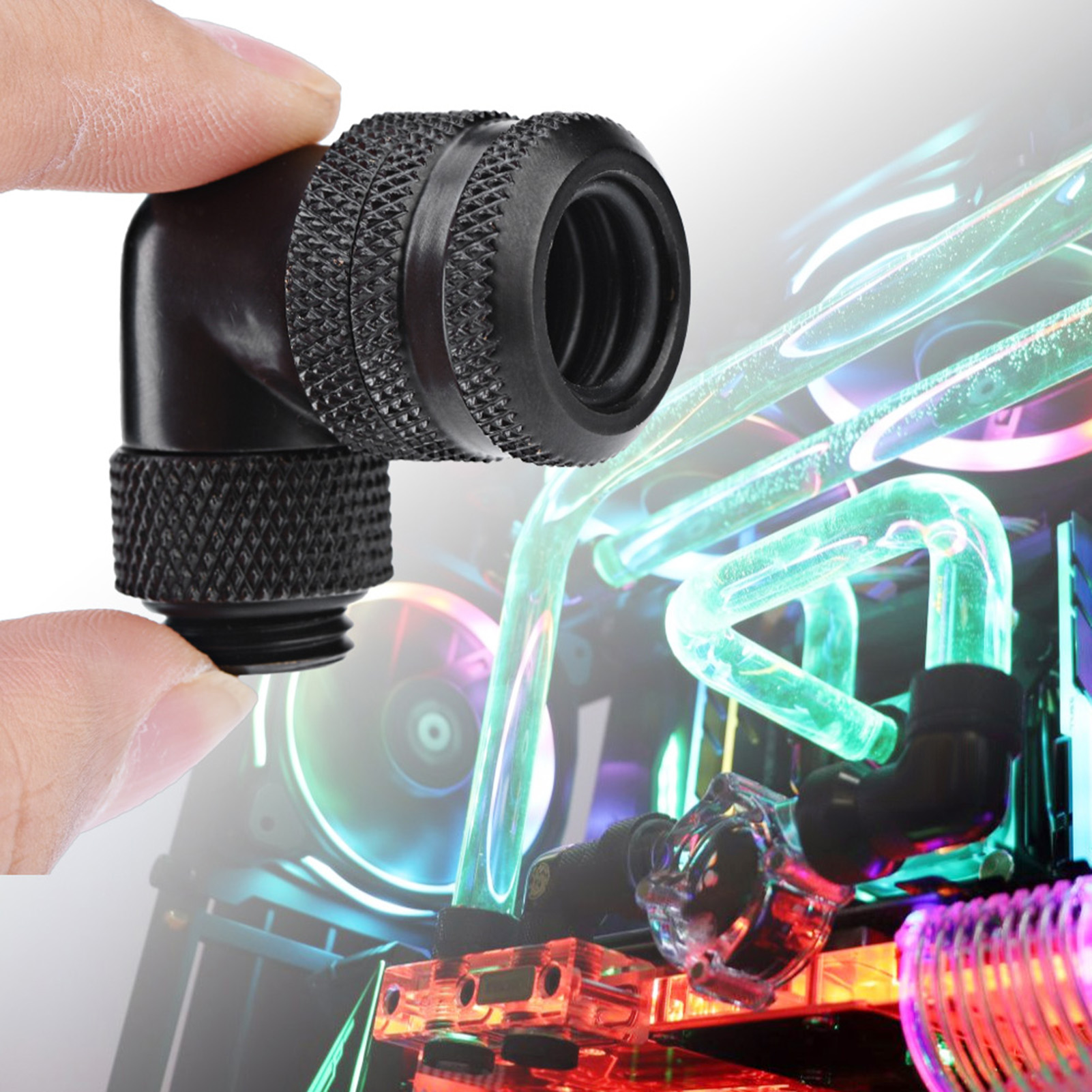 90°-winkelstück G1/4 Für Pc-flüssigkeitskühlung, 1/4-zoll-gewinde, Schwarz.