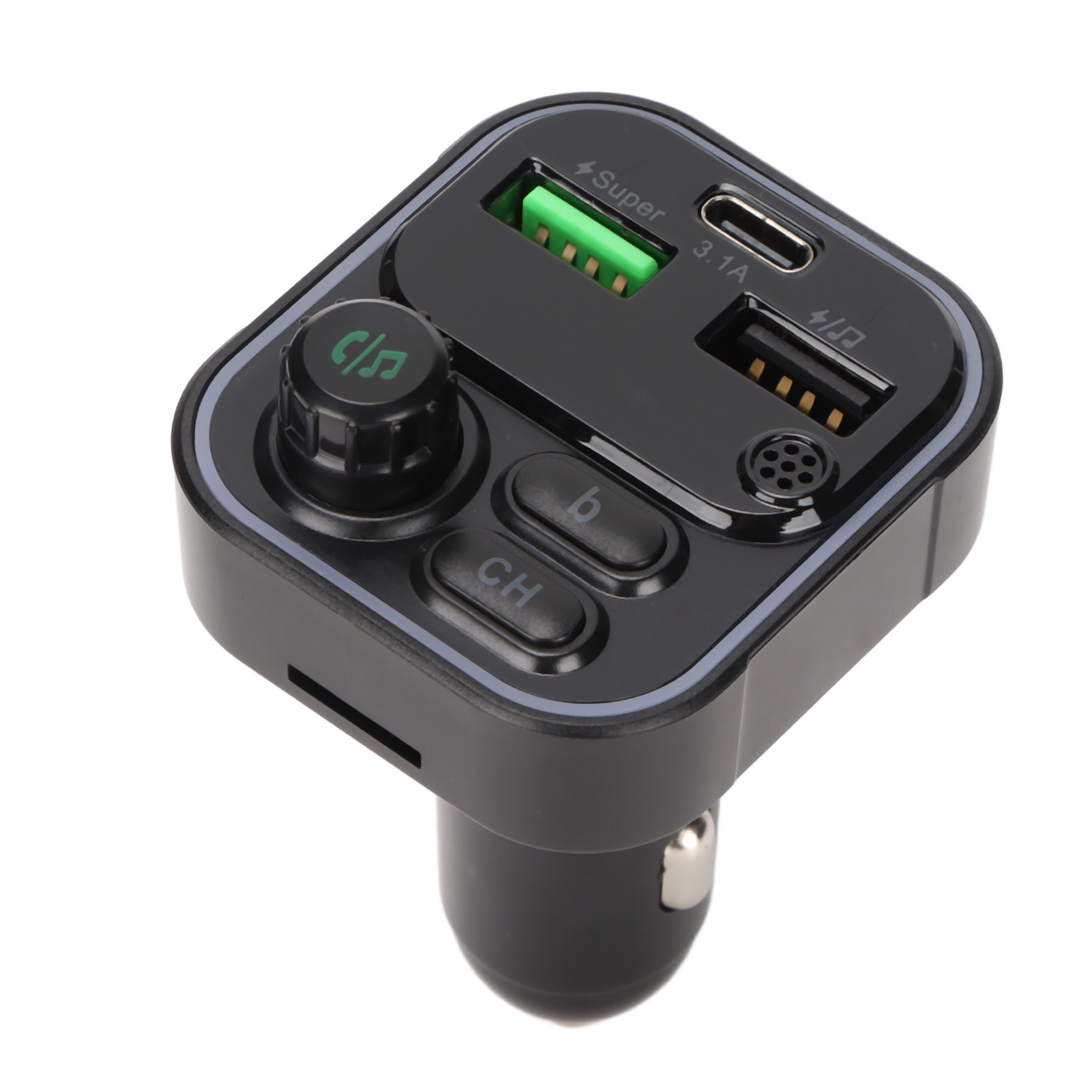 Bluetooth-fm-radio-adapter Mit Drahtlosem Sender, Mp3-player Und Dual-zigarettenanzünder-ladegerät Für Auto Und Lkw C16 Schwarz