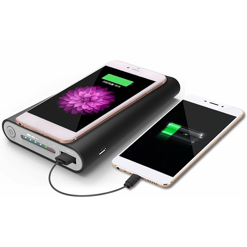 Diy-usb-c-powerbank-gehäuse Mit Kabelloser Ladefunktion, Diy-powerbank-kit Für 10.000-mah-lithium-ionen-akku, Schwarz