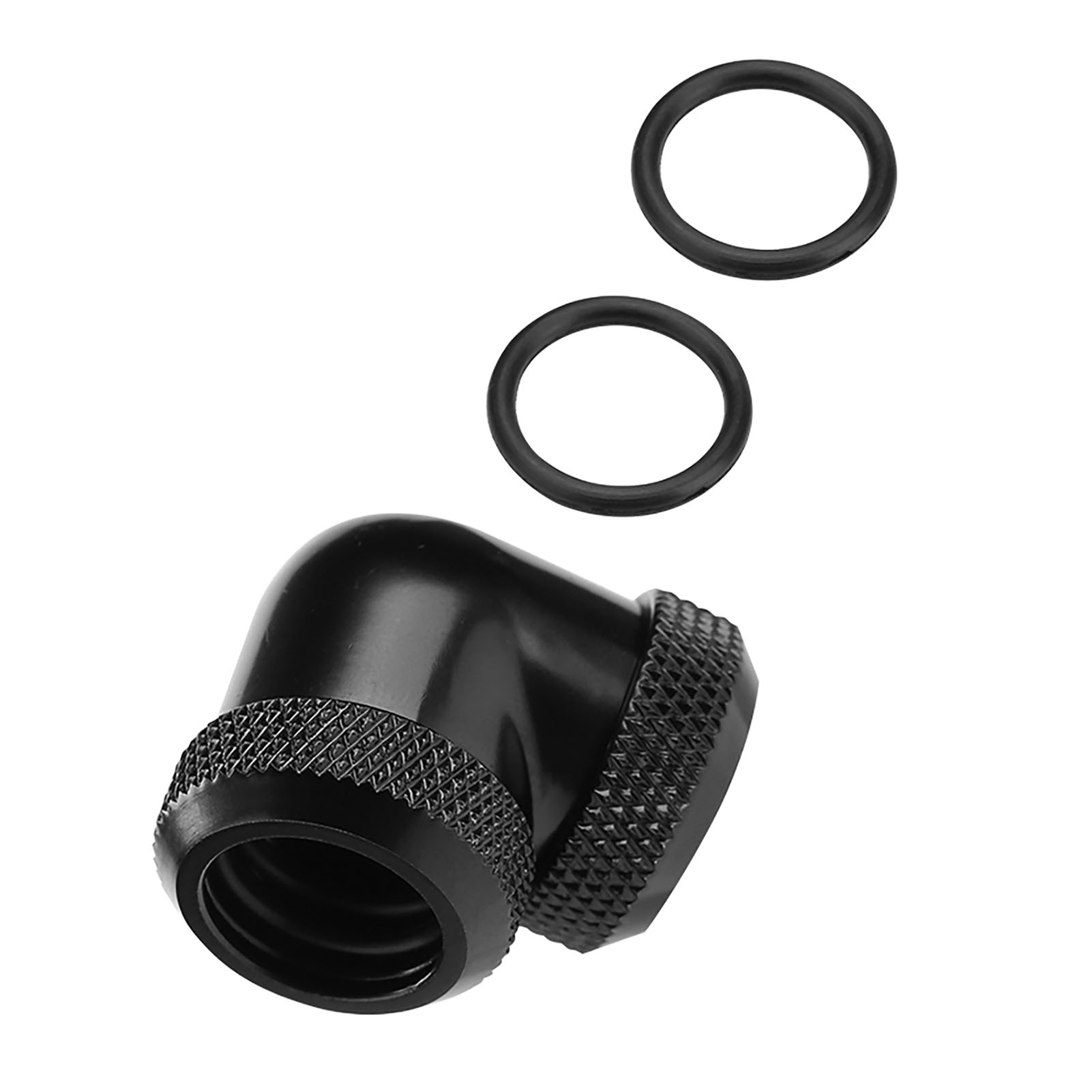 90°-drehbogen Mit 14 Mm Außendurchmesser, Doppelanschluss Für Starre Rohre, Flüssigkeitskühlung, Schwarz.