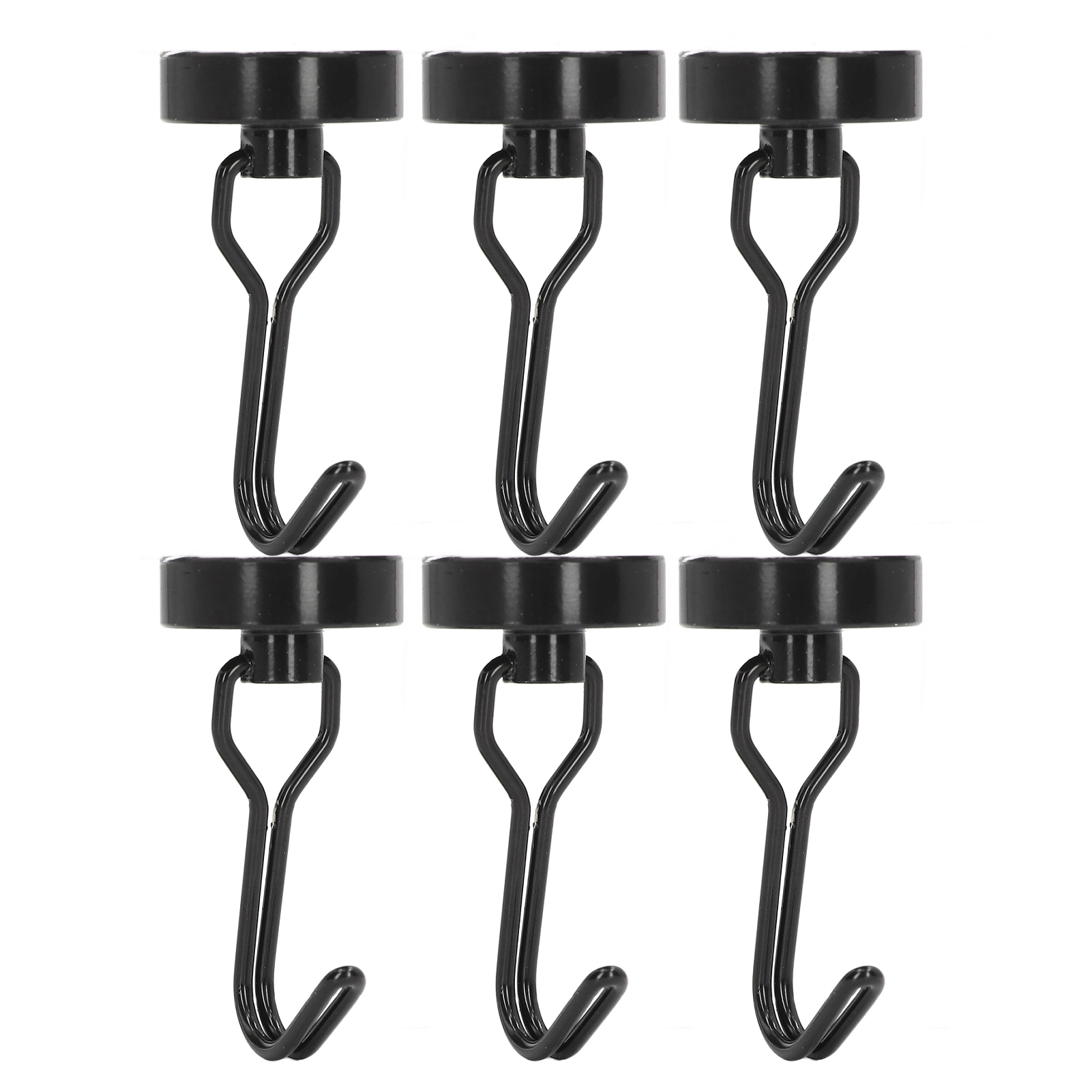 Set Mit 6 Drehbaren Magnethaken, Kein Bohren Erforderlich, Dekorativ Und Elegant, 180°-drehung, Maximale Traglast 0-15 Kg, Schwarz.