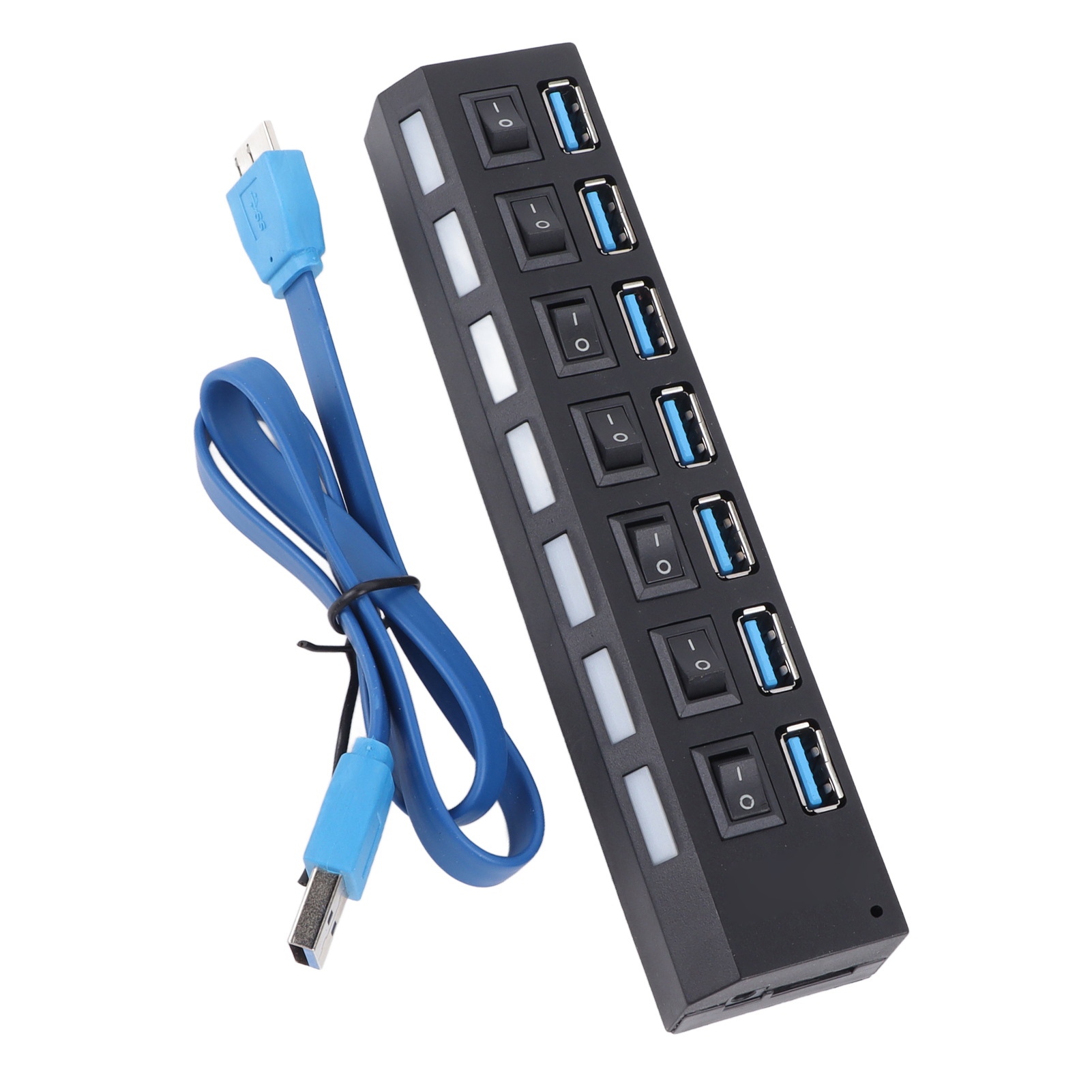 Professioneller 7-port-usb-3.0-hub, Plug & Play, Schnellladegerät, Schwarz