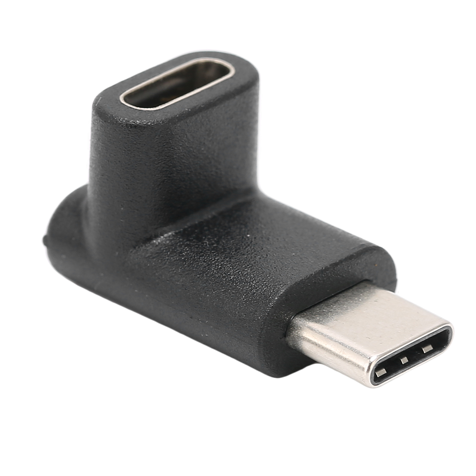 Tragbarer Und Stabiler Rechtwinkliger (90°) Usb-c-adapter, Stecker-buchse, Zum Laden, Für Daten Und Video, Schwarz.