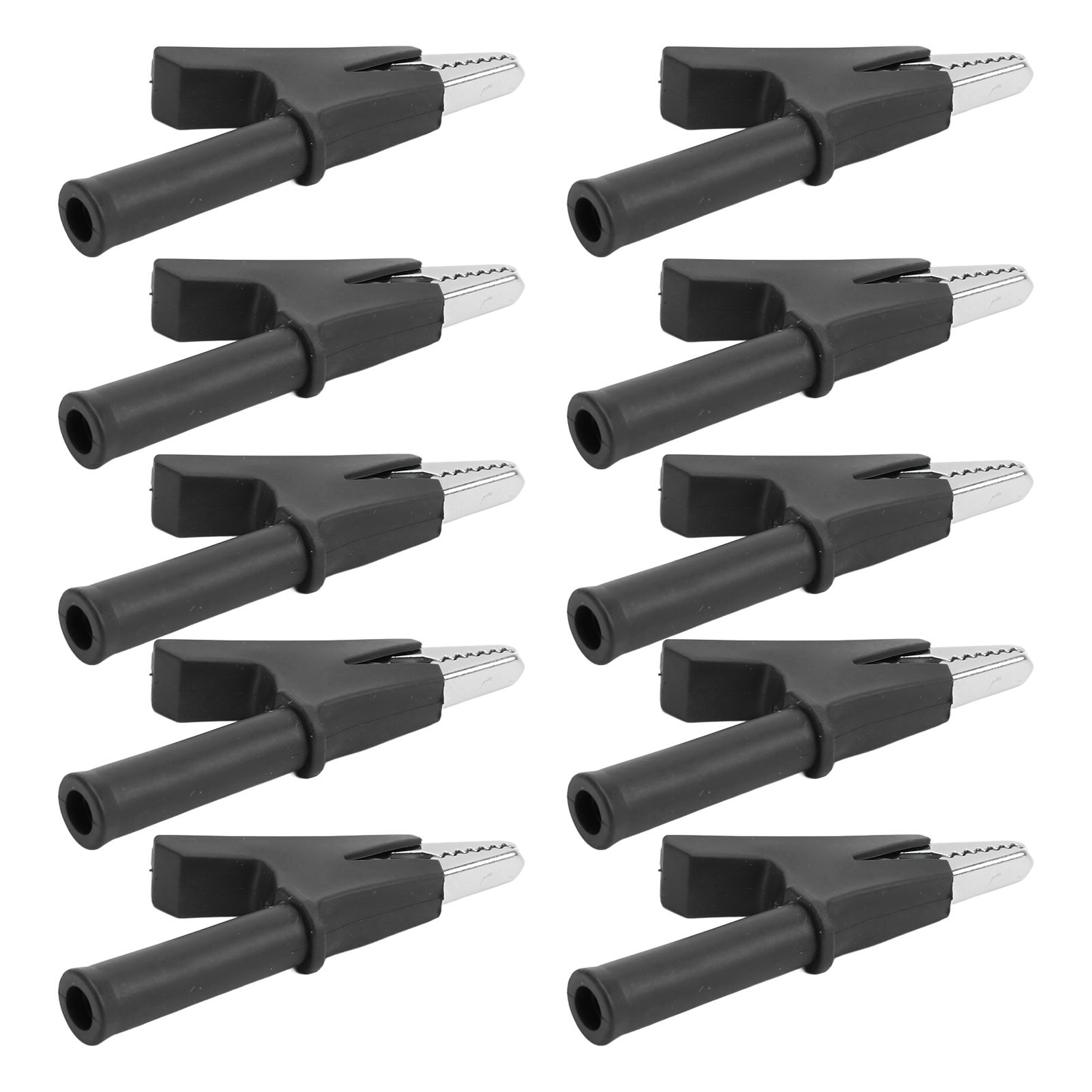 Set Mit 10 Krokodilklemmen Zum Testen, 10 Mm Öffnung, 10 A, Mit 4 Mm Buchse (schwarz)