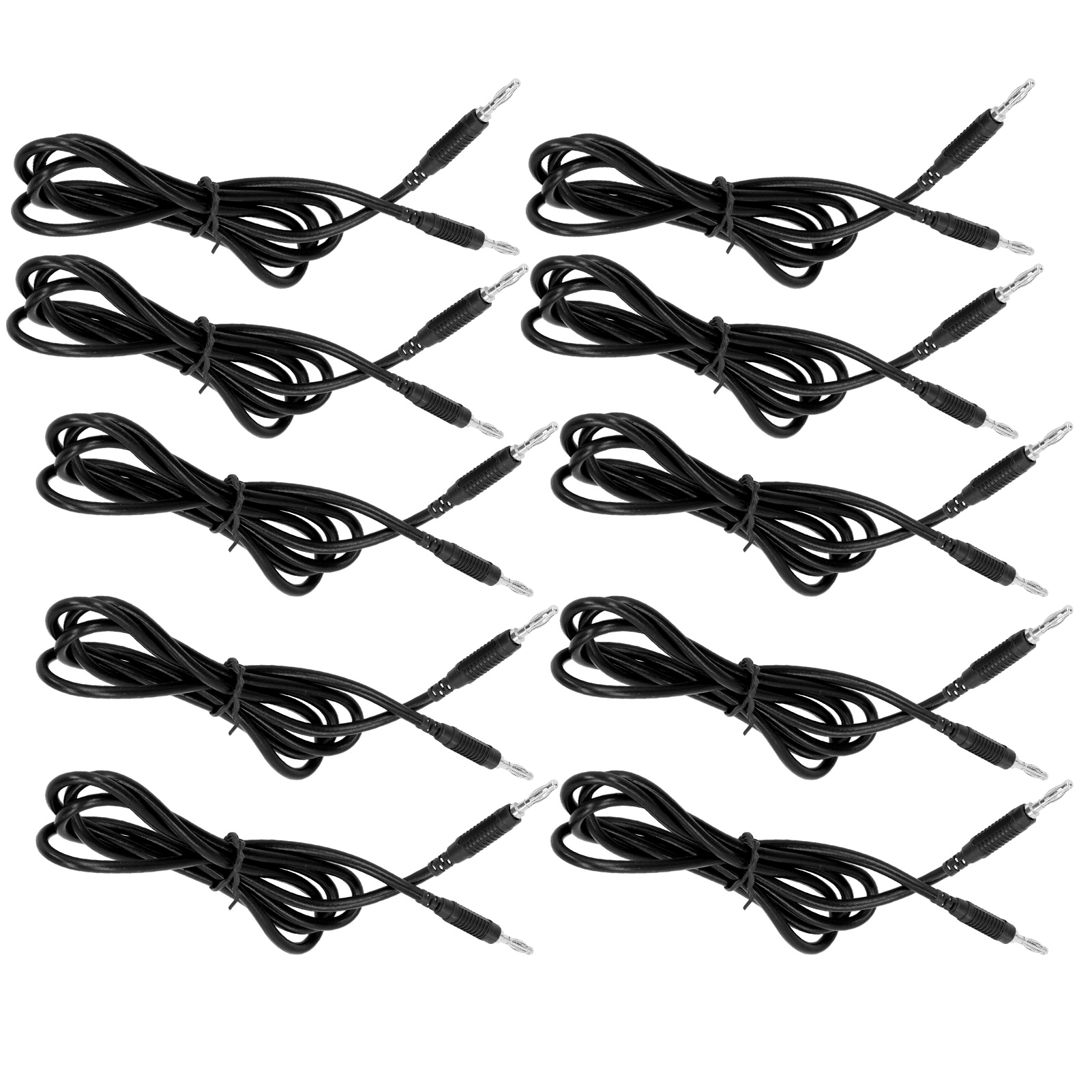 Set Mit 10 4-mm-bananenstecker-messleitungen Aus Pa-messing, 32 A 1000 V Für Elektrische Prüfungen, Schwarz