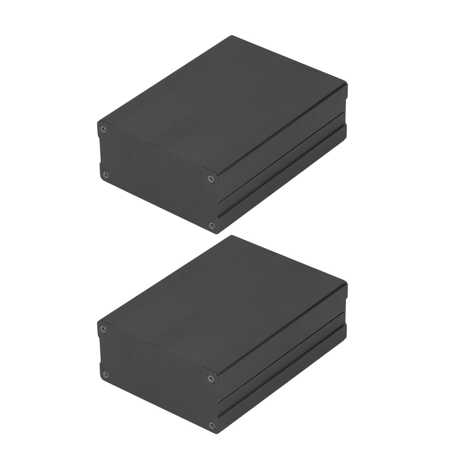 Elektronikgehäuse Mit Separaten Fächern, Sandgestrahlt Und Oxidiert, Aus Schwarzer Aluminiumlegierung. Anschlusskasten Für Die Stromversorgung.